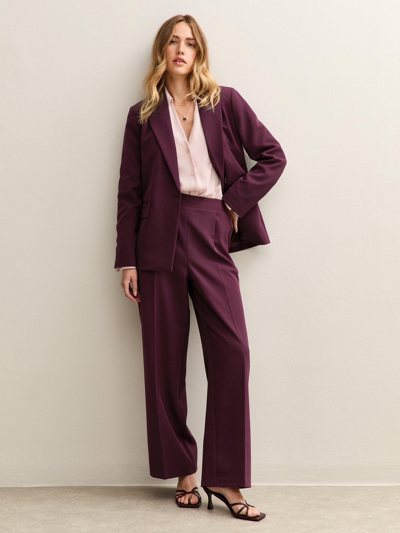 Image 5 of 6 of New Look Pull On Wide Leg Trousers - Burgundy