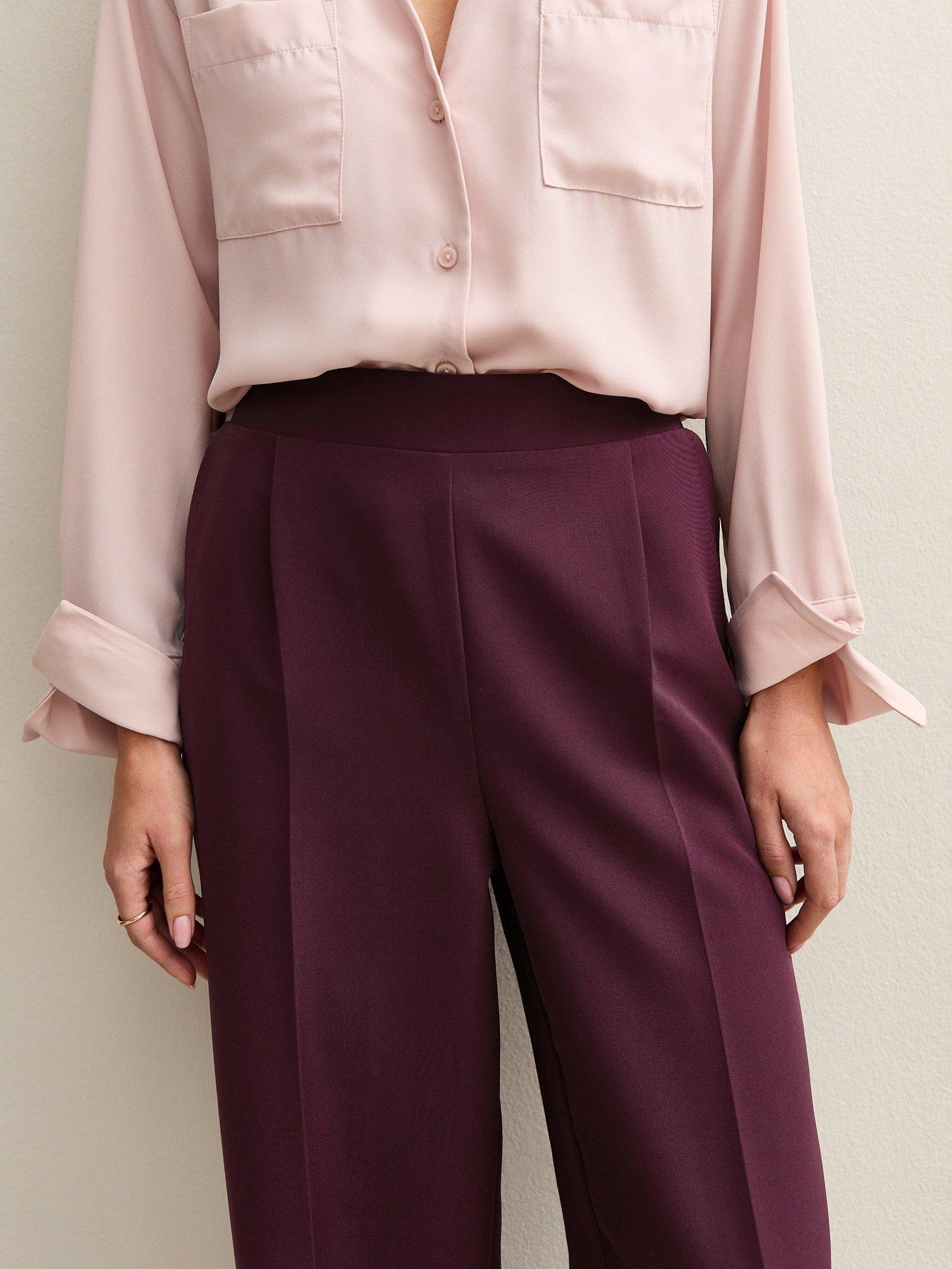 Image 6 of 6 of New Look Pull On Wide Leg Trousers - Burgundy