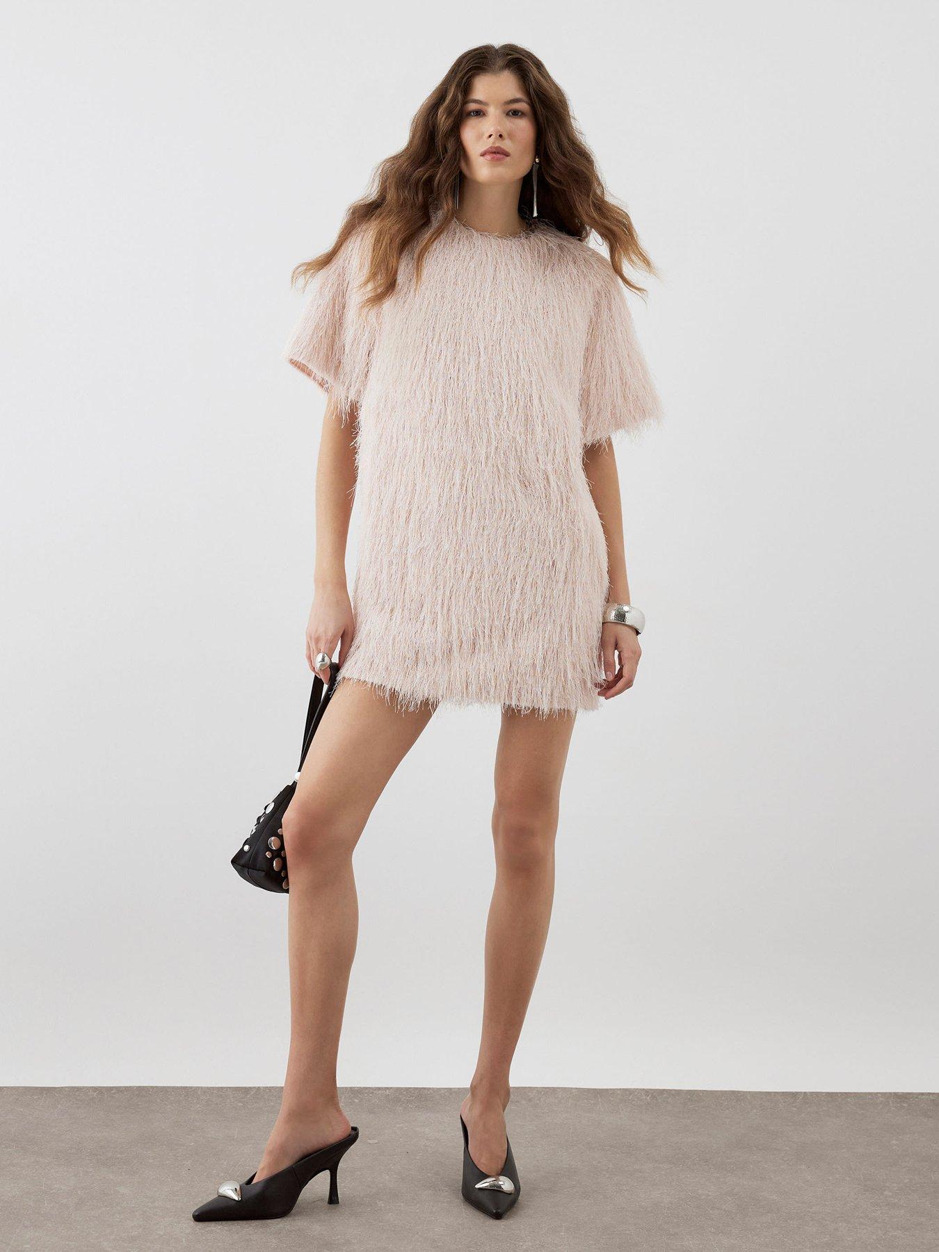 River Island Ri Studio Fringe Oversized Tee - Pink