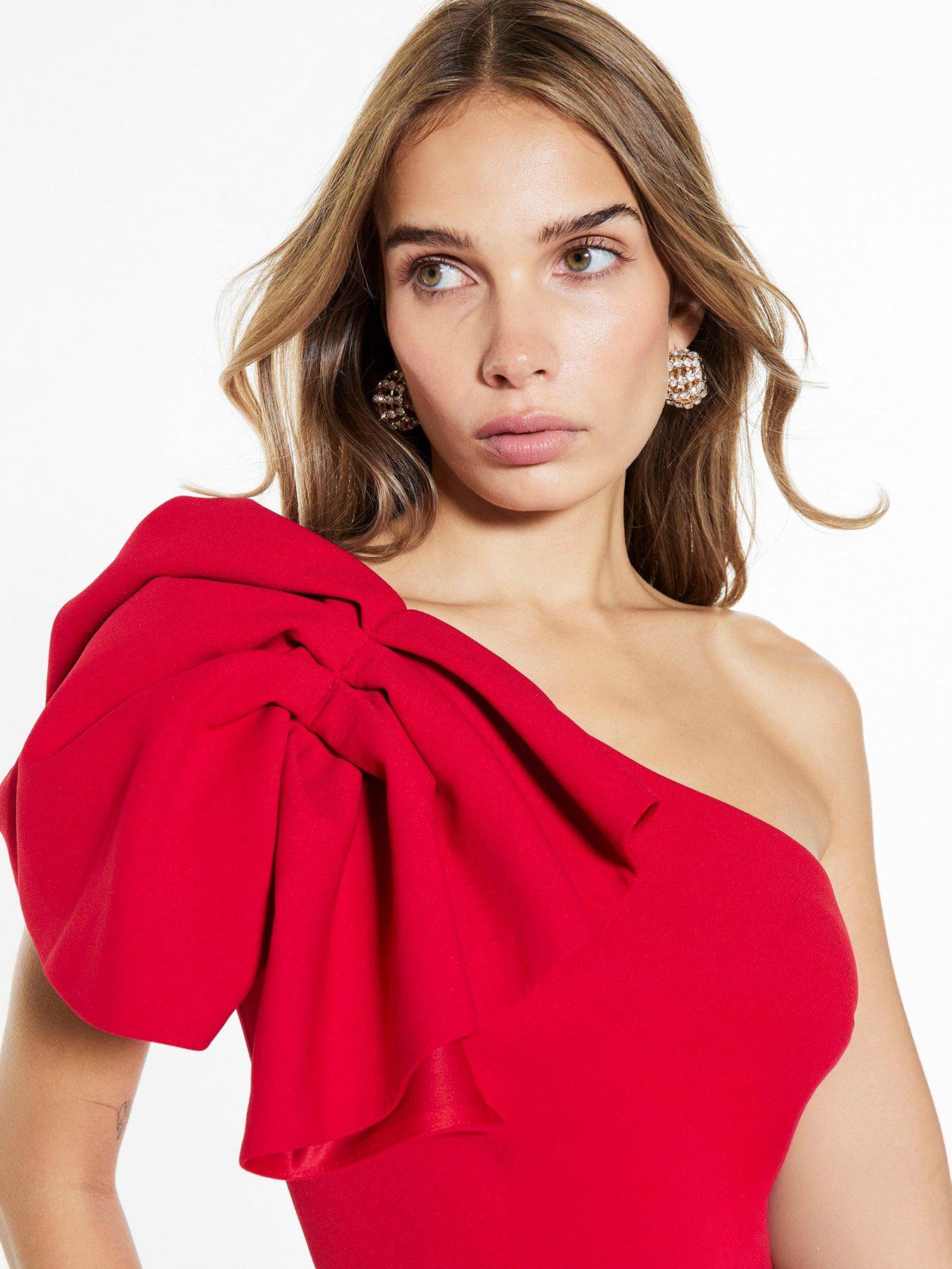 Image 4 of 4 of River Island Short Asymmetric Ruffle Jumpsuit - Red