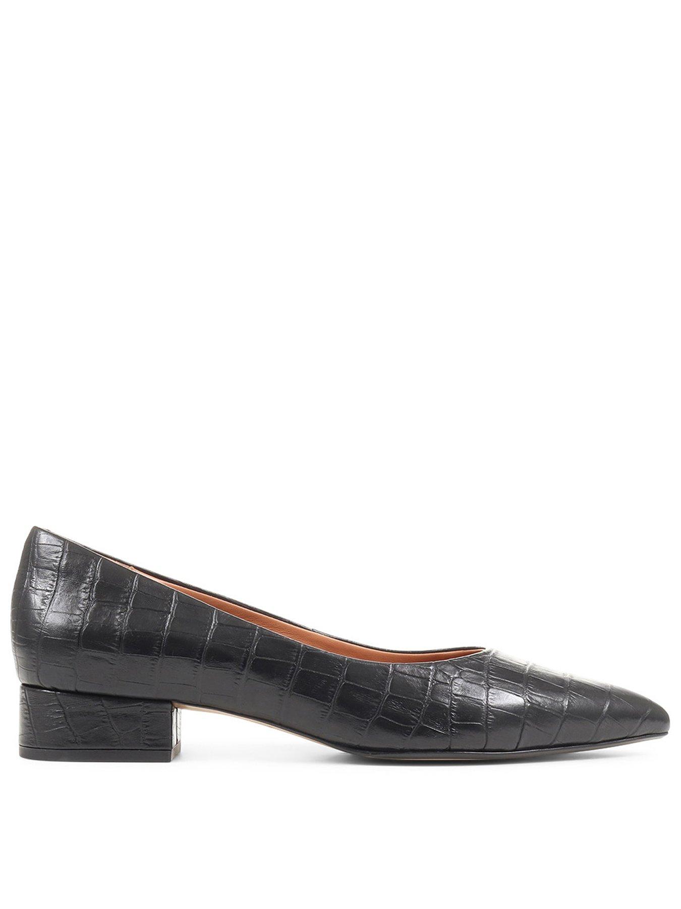 Jones Bootmaker Sunstone Croc Heeled Pump - Black