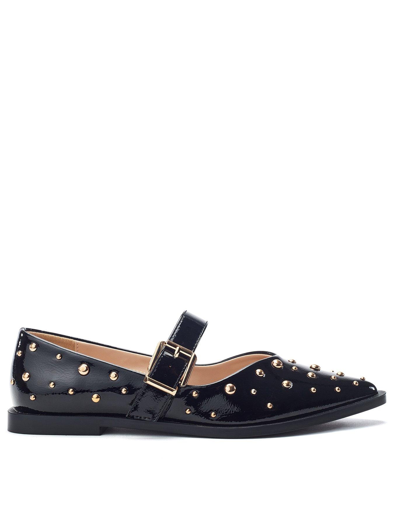 moda-in-pelle-flat-buckle-strap-mary-jane-with-stud-trim--blackfront