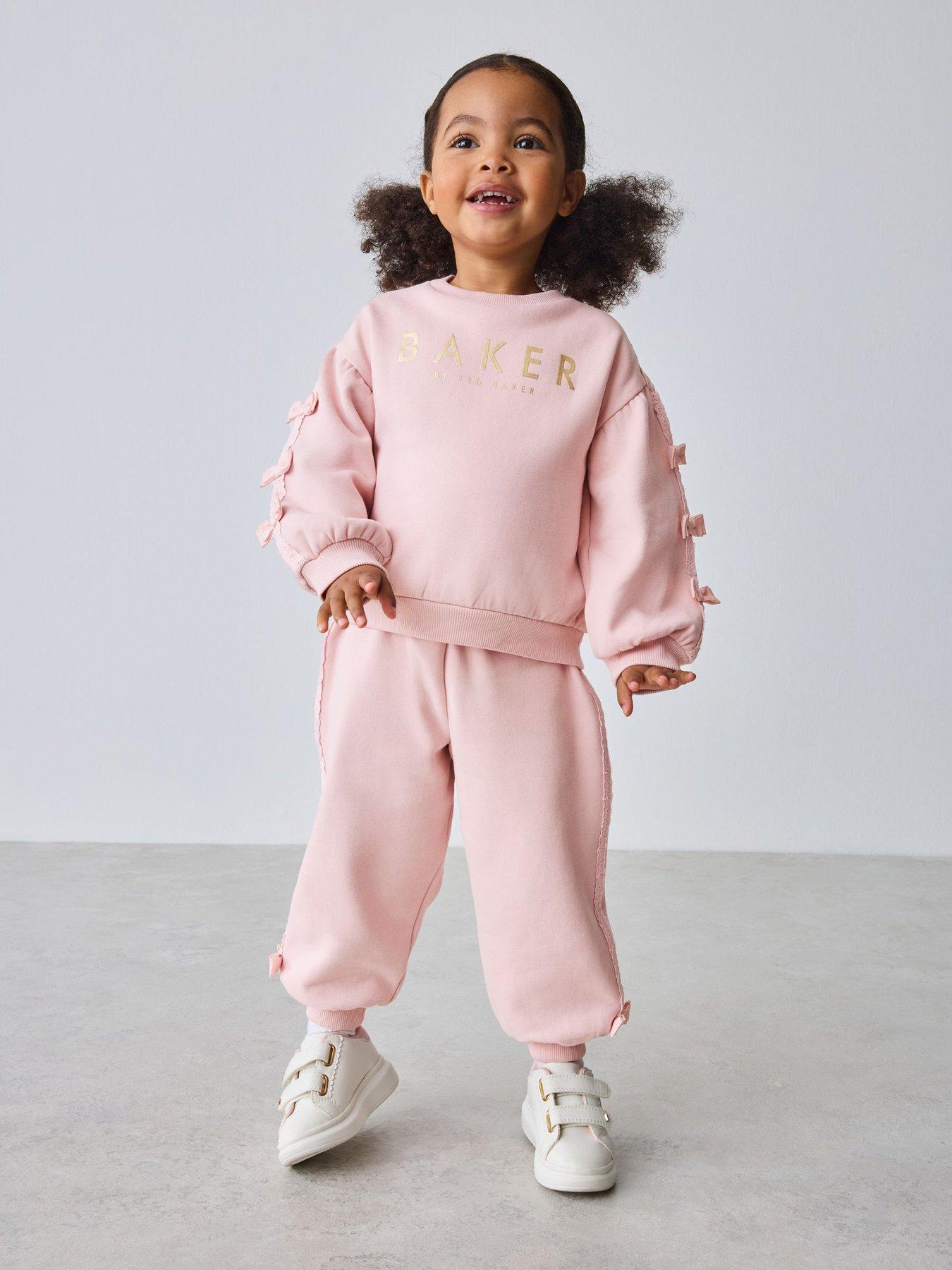 Image 1 of 6 of Ted Baker Younger Girls Bow Sweat Set - Pink