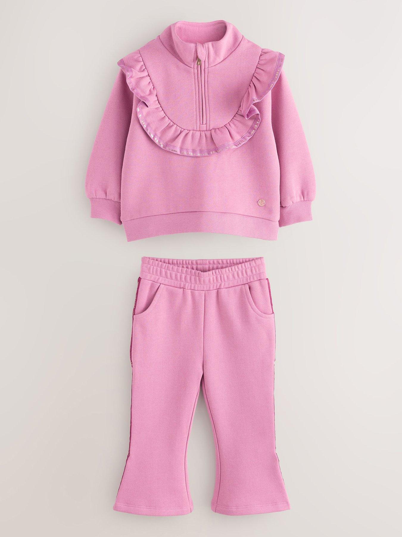 Ted Baker Younger Girls Ruffle Flare Sweat Set - Pink