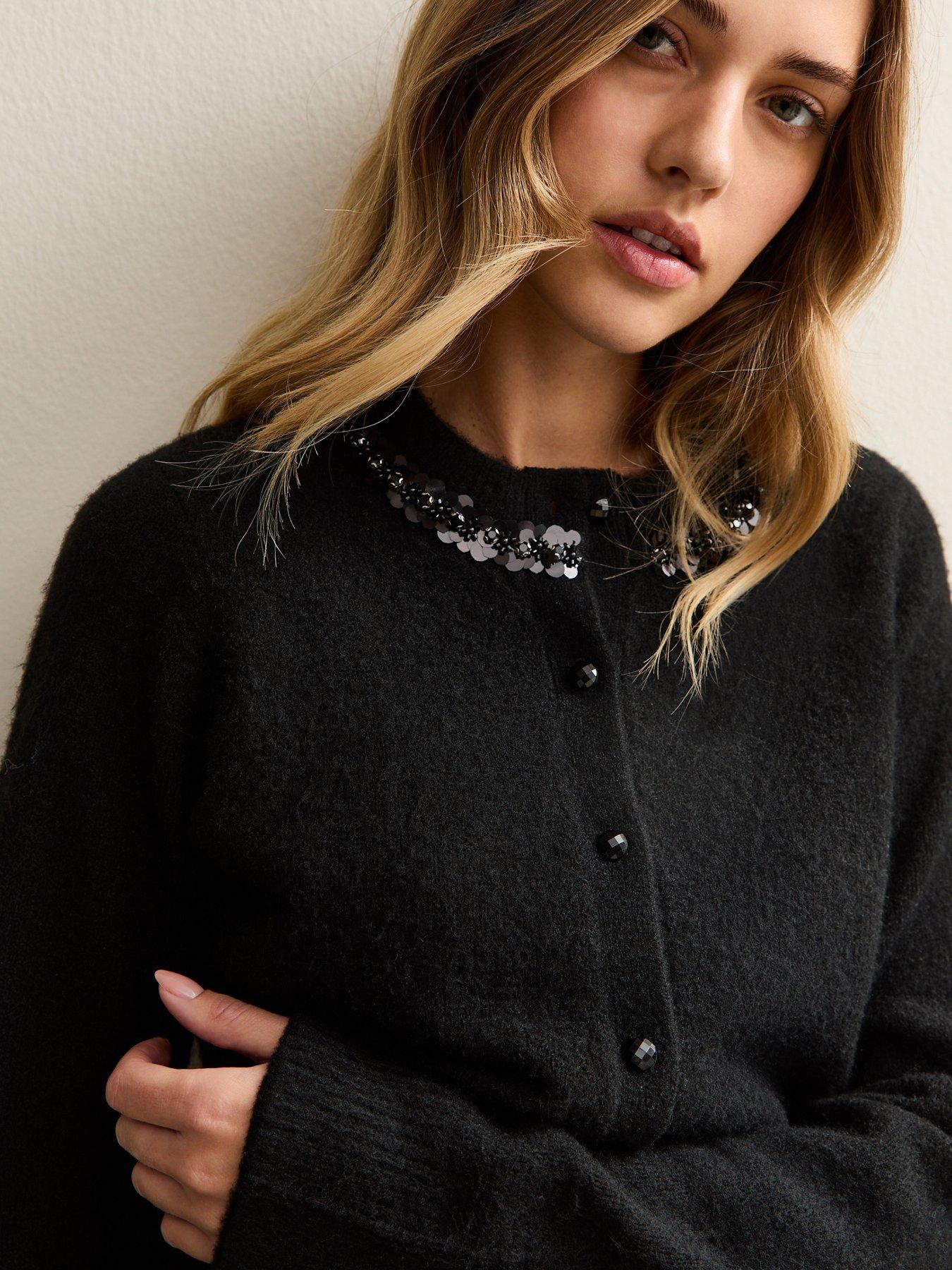 new-look-black-sequin-neck-trim-cardiganoutfit
