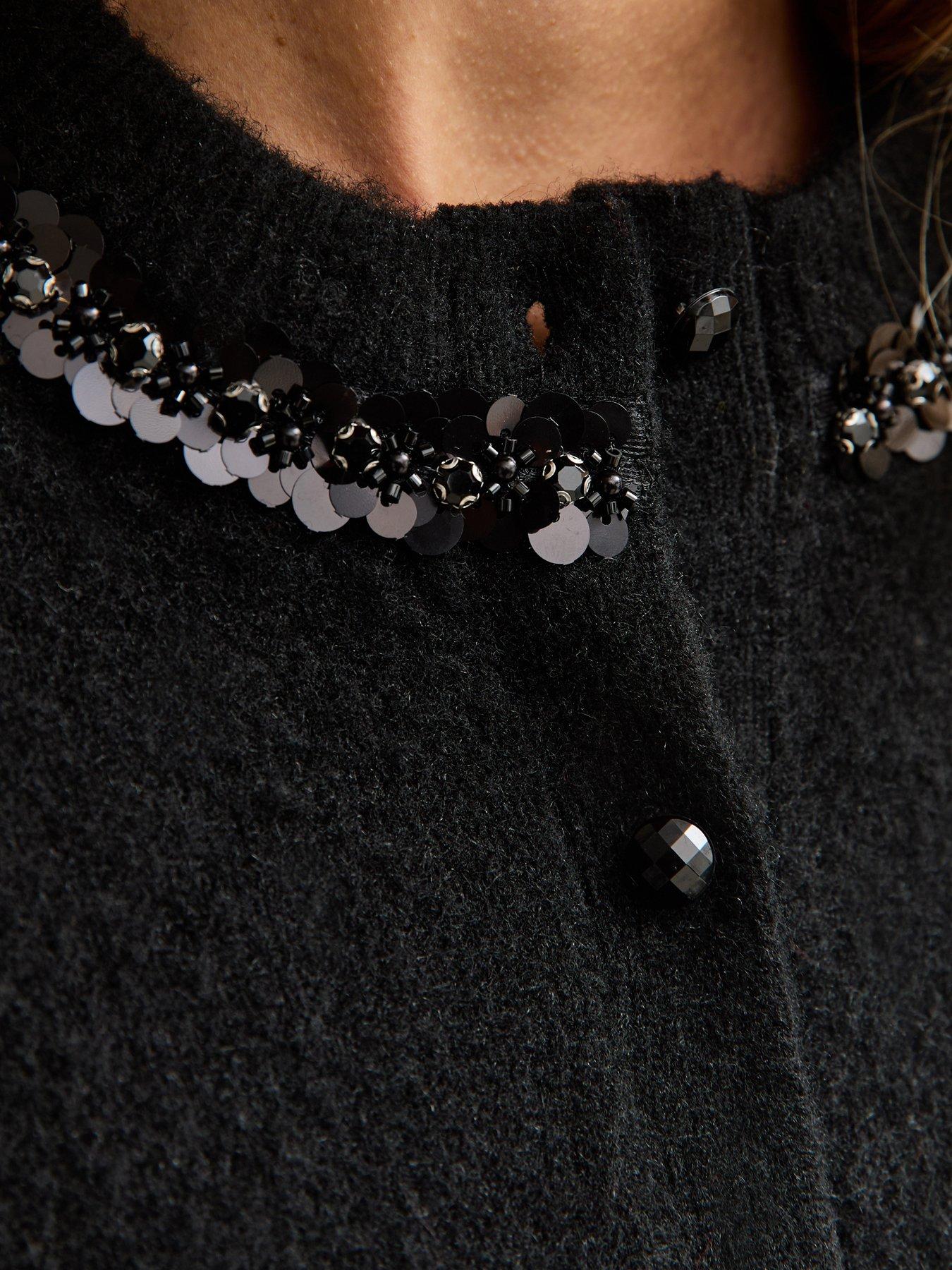 new-look-black-sequin-neck-trim-cardigandetail