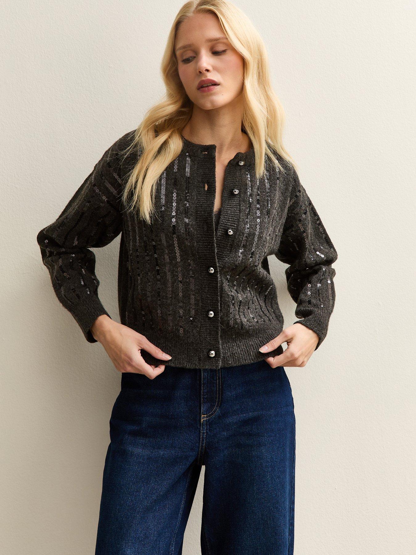 new-look-sequin-embellished-cardigan-dark-grey