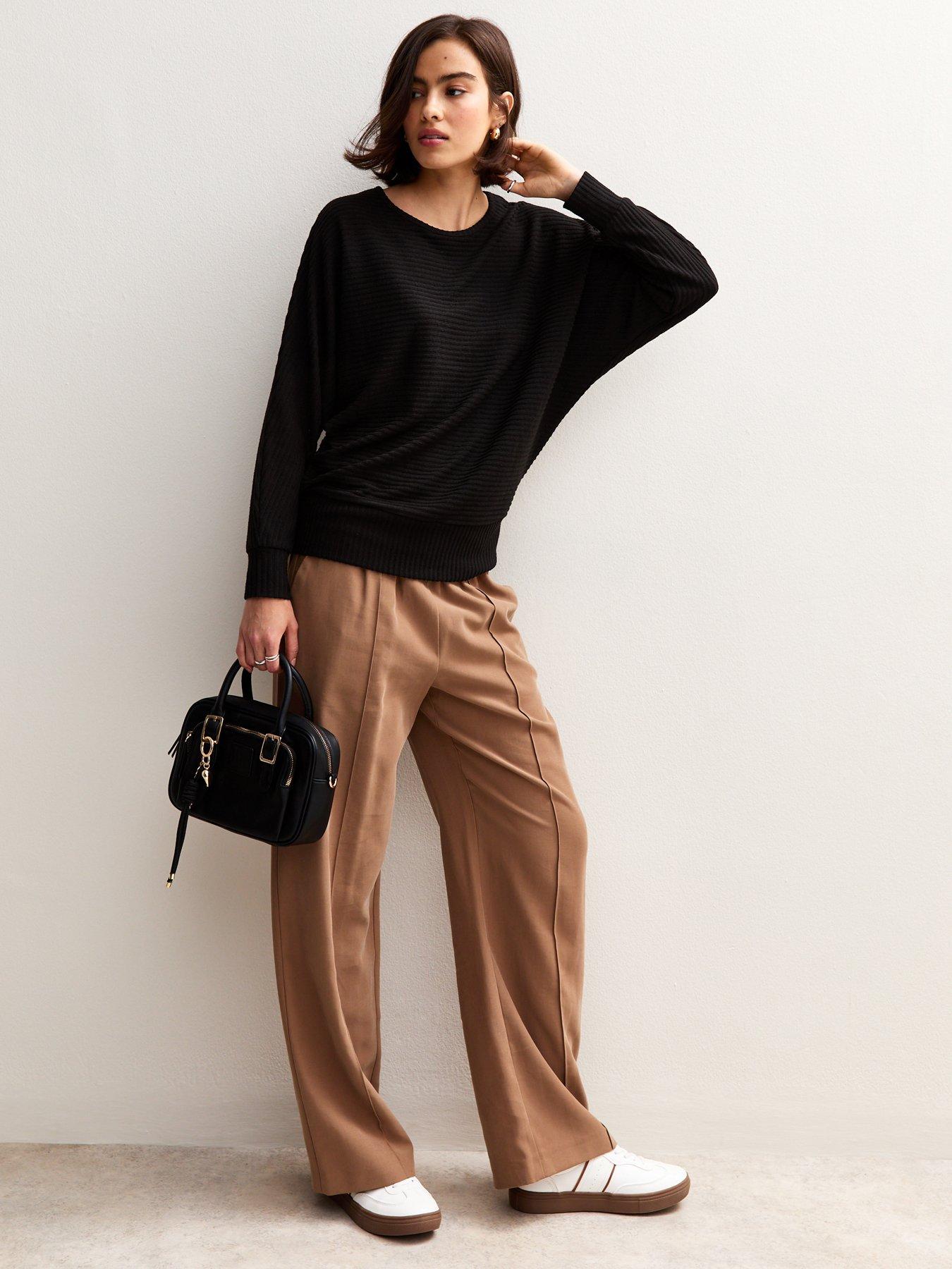 new-look-soft-touch-ribbed-batwing-sleeve-top-blackback