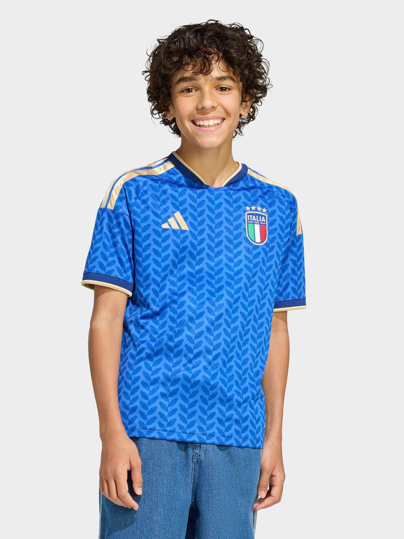 adidas Junior Italy Replica 26 Home Football Shirt - Blue