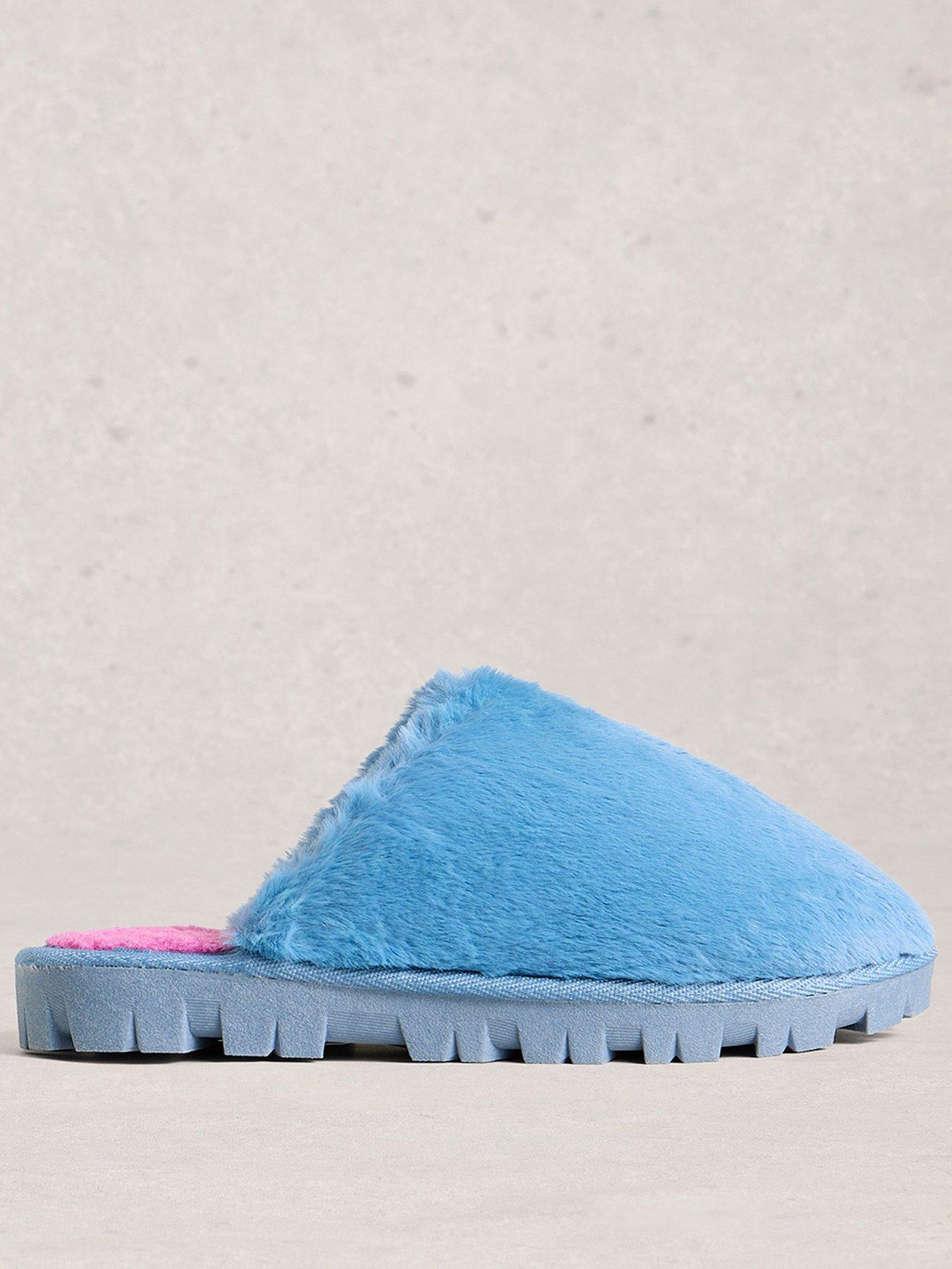 White Stuff Faux Fur Slipper Mule - Blue