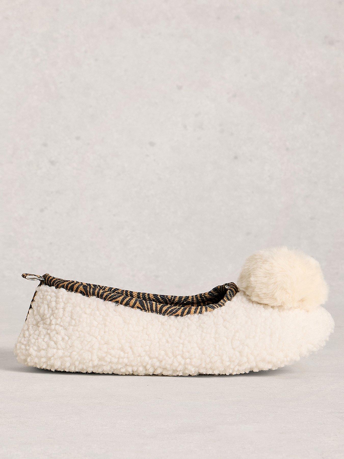 White Stuff Pom Ballet Slipper - Cream