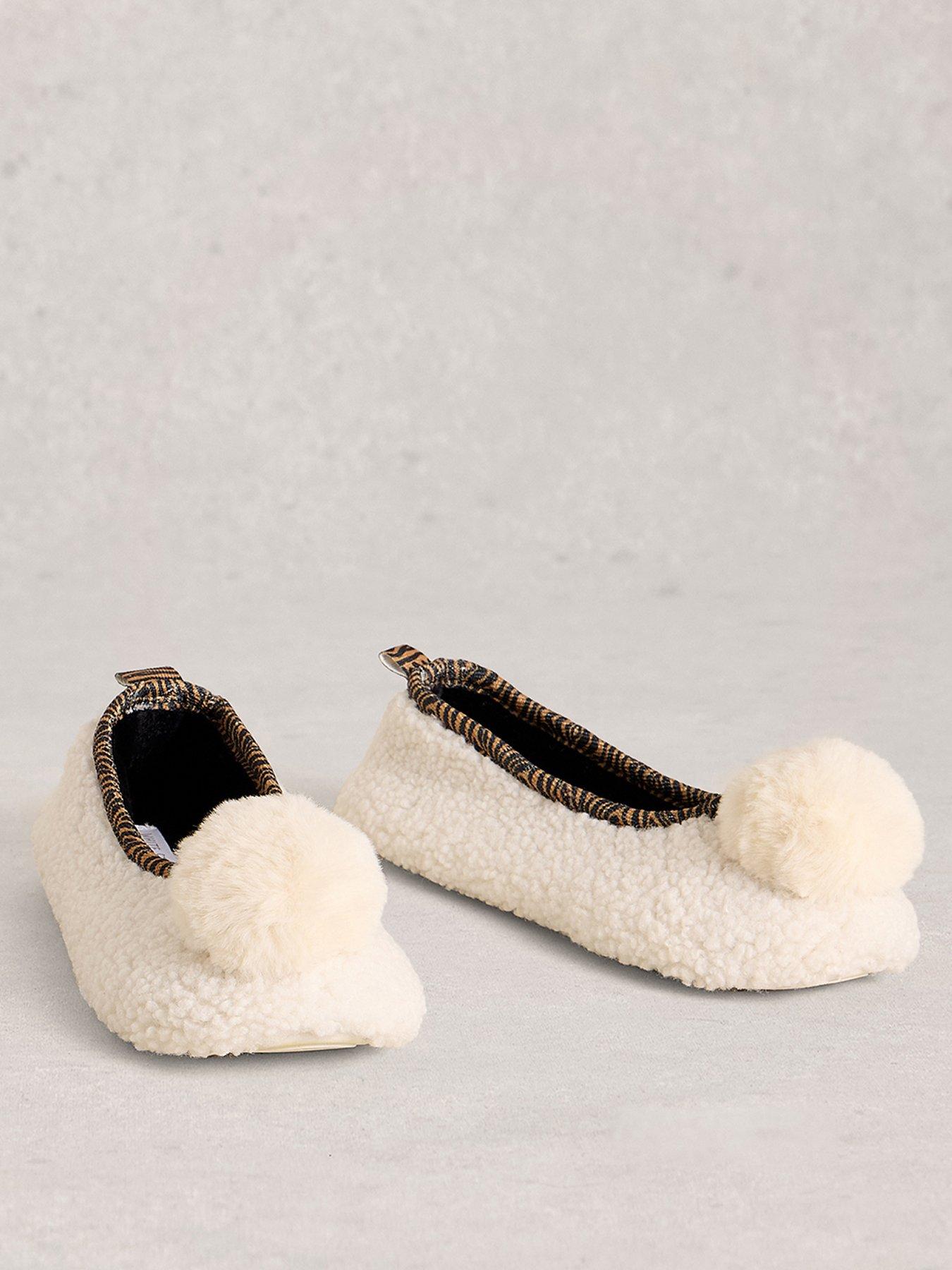 Image 2 of 4 of White Stuff Pom Ballet Slipper - Cream