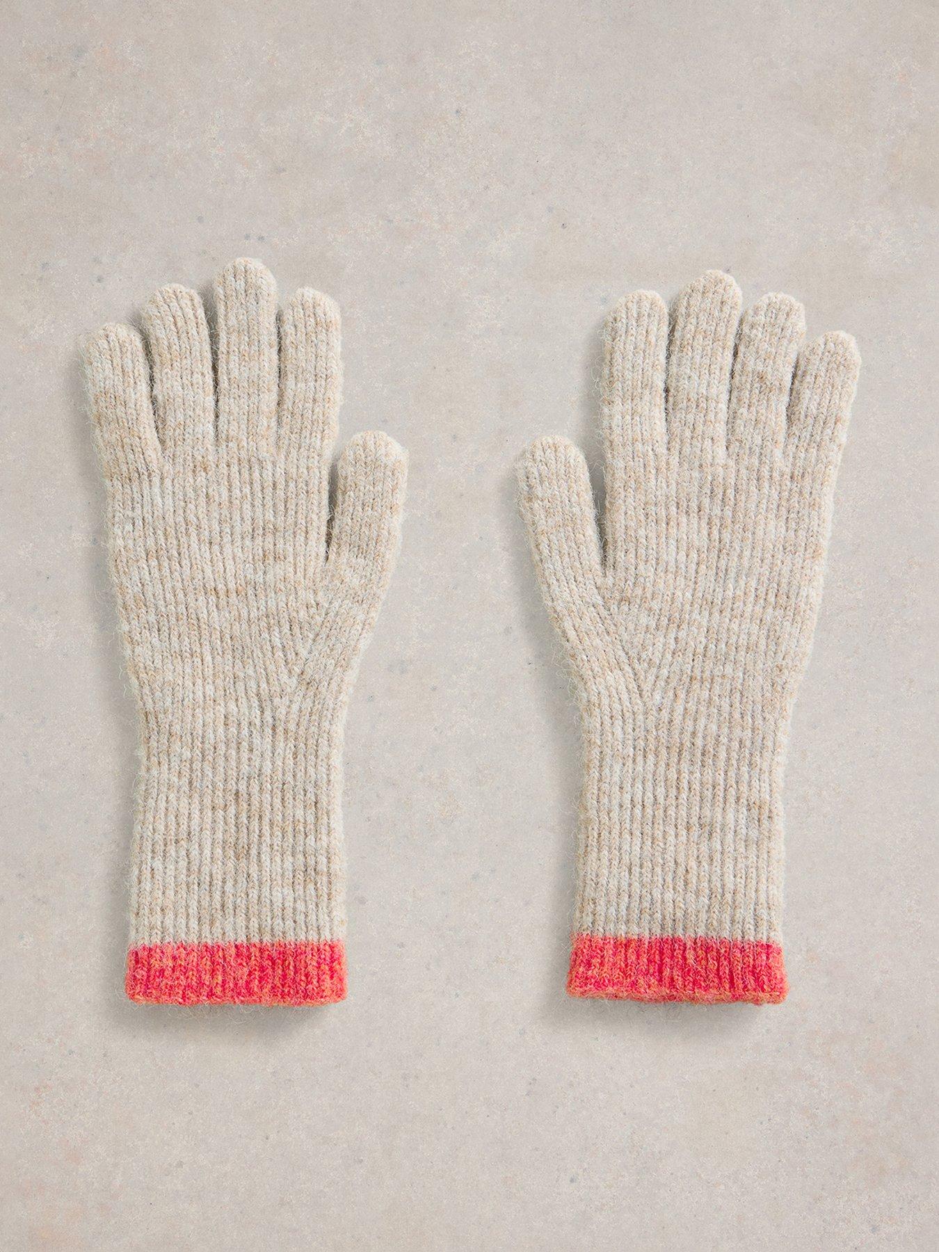White Stuff Colourblock Knitted Glove - Beige