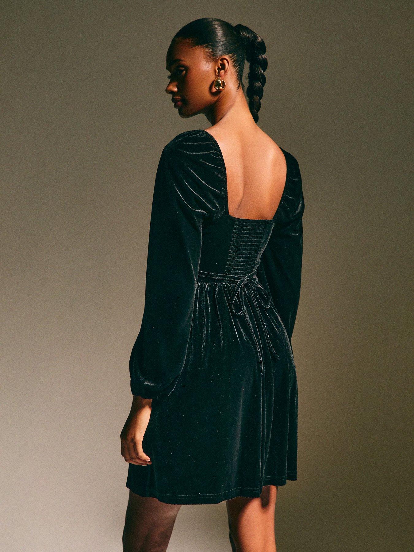 New Look Velvet Square Neck Mini Dress - Black | Very Ireland