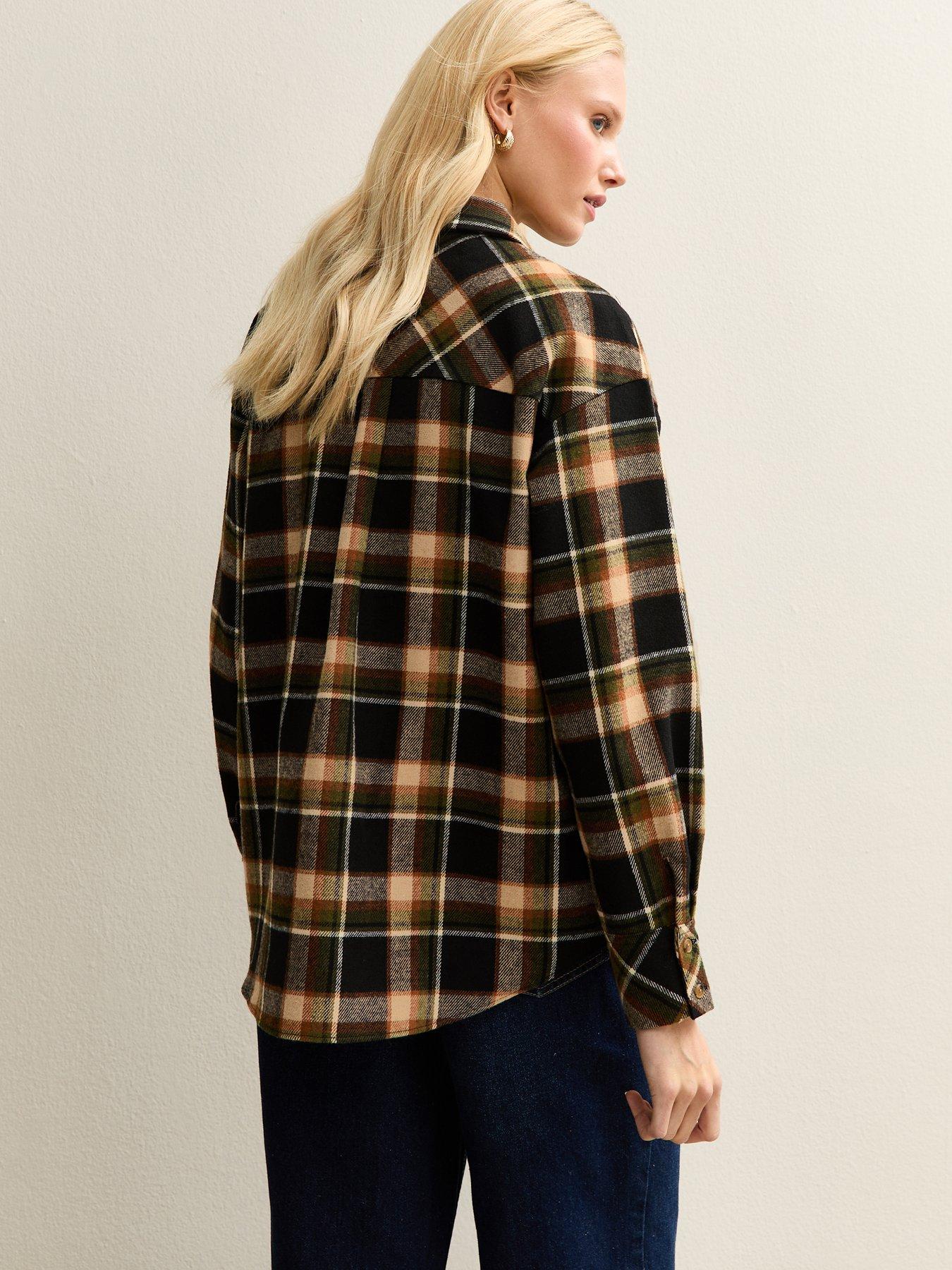 Image 2 of 5 of New Look Brown Checked Brushed Shirt