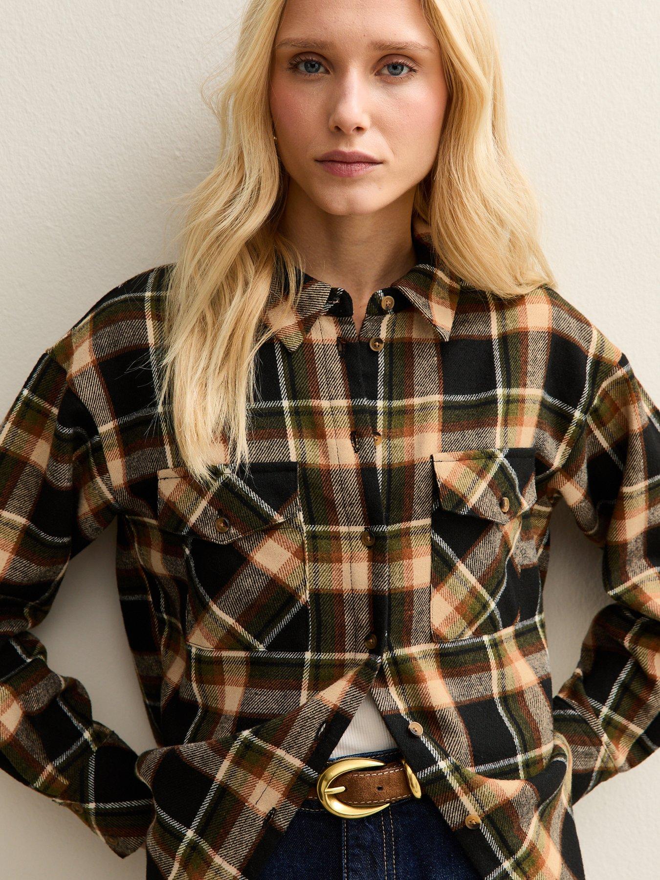 Image 4 of 5 of New Look Brown Checked Brushed Shirt