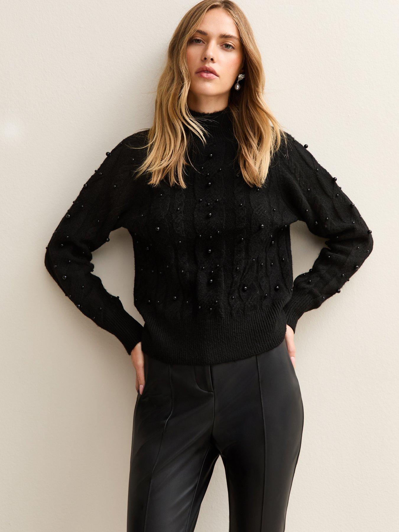 new-look-black-cable-knit-bead-embellished-jumper