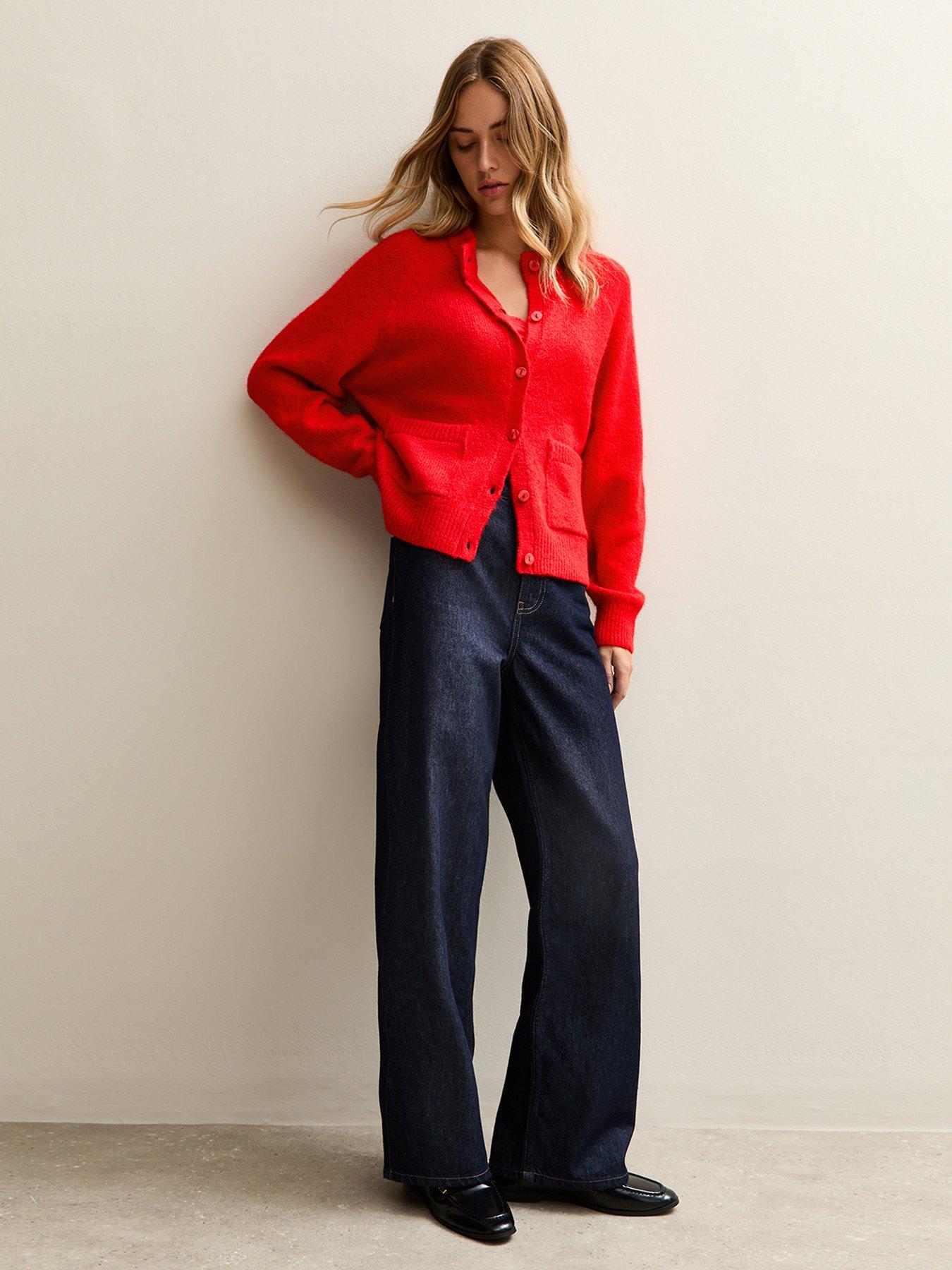 new-look-bright-red-double-pocket-cardiganback