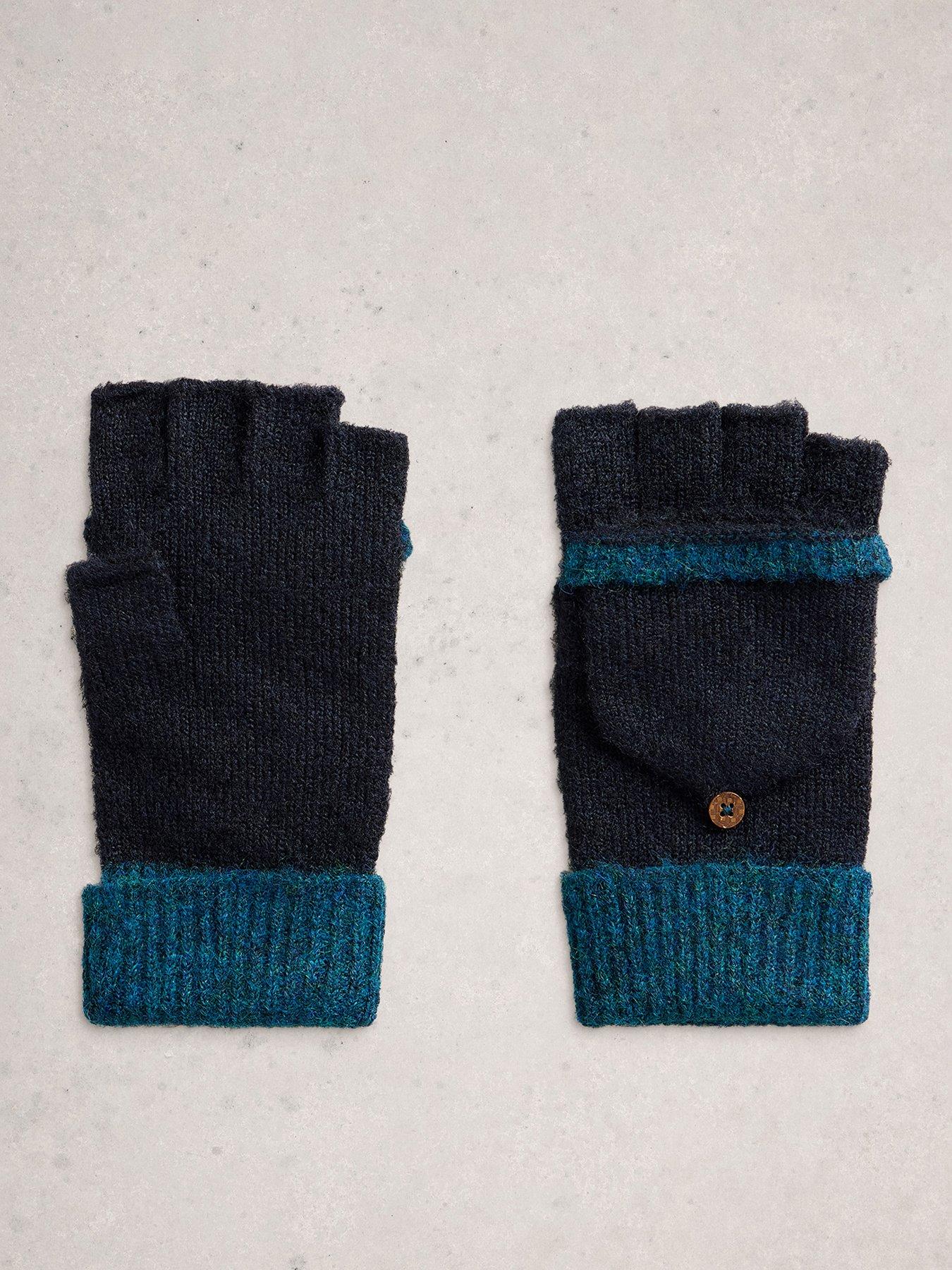 Image 1 of 3 of White Stuff Emma Knitted Flip Mitten - Blue