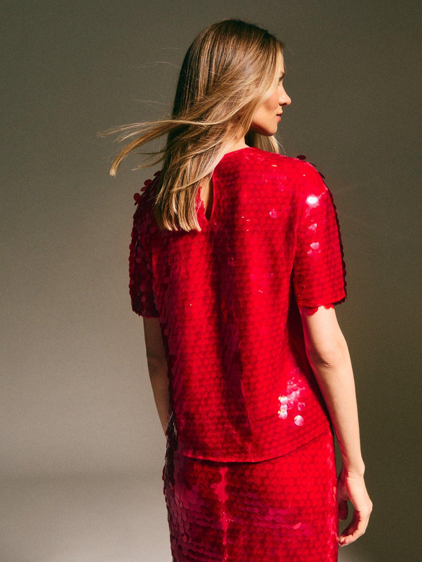 new-look-bright-red-sequinned-short-sleeve-topstillFront