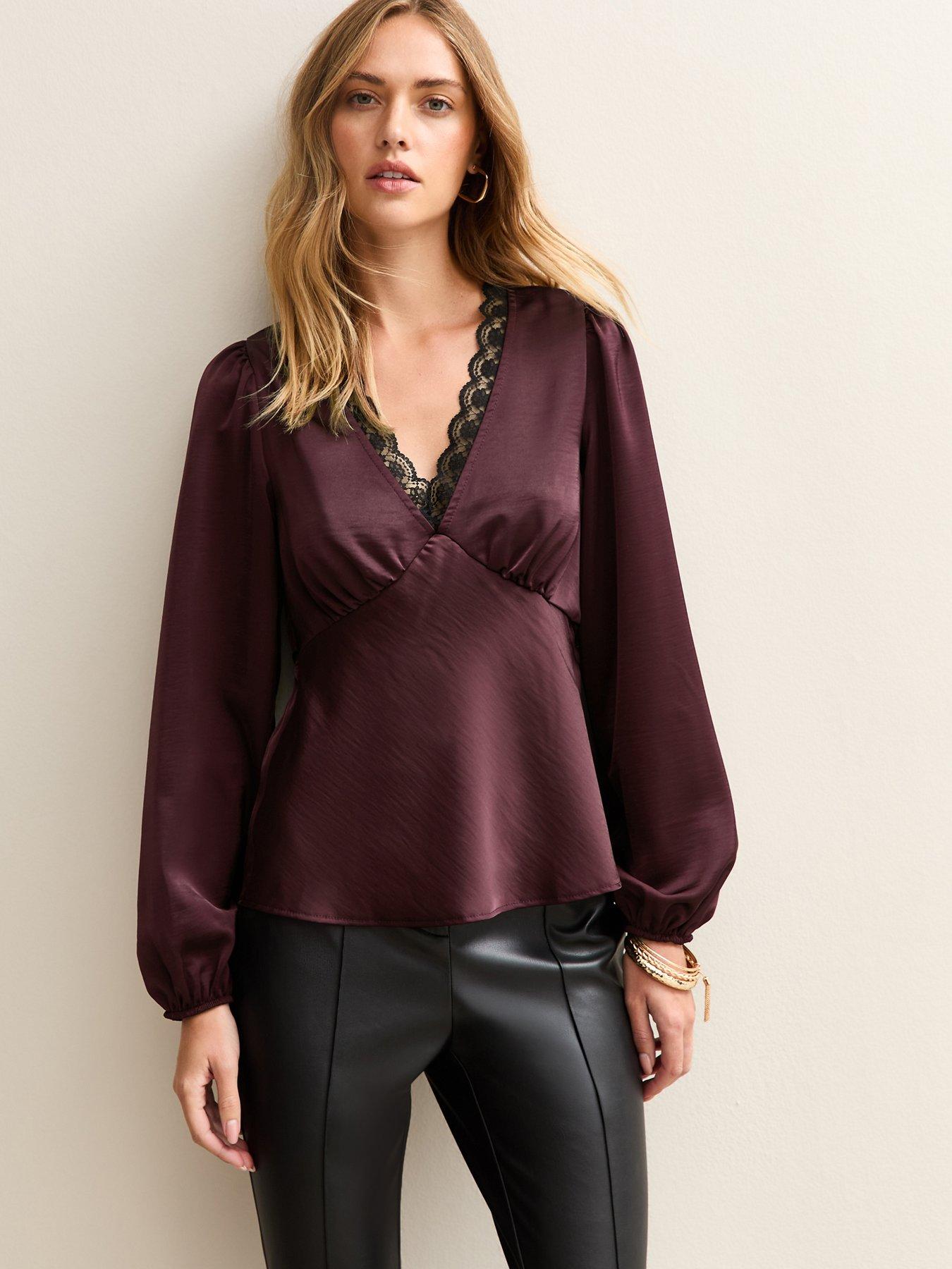 new-look-satin-lace-trim-blouse-burgundyfront