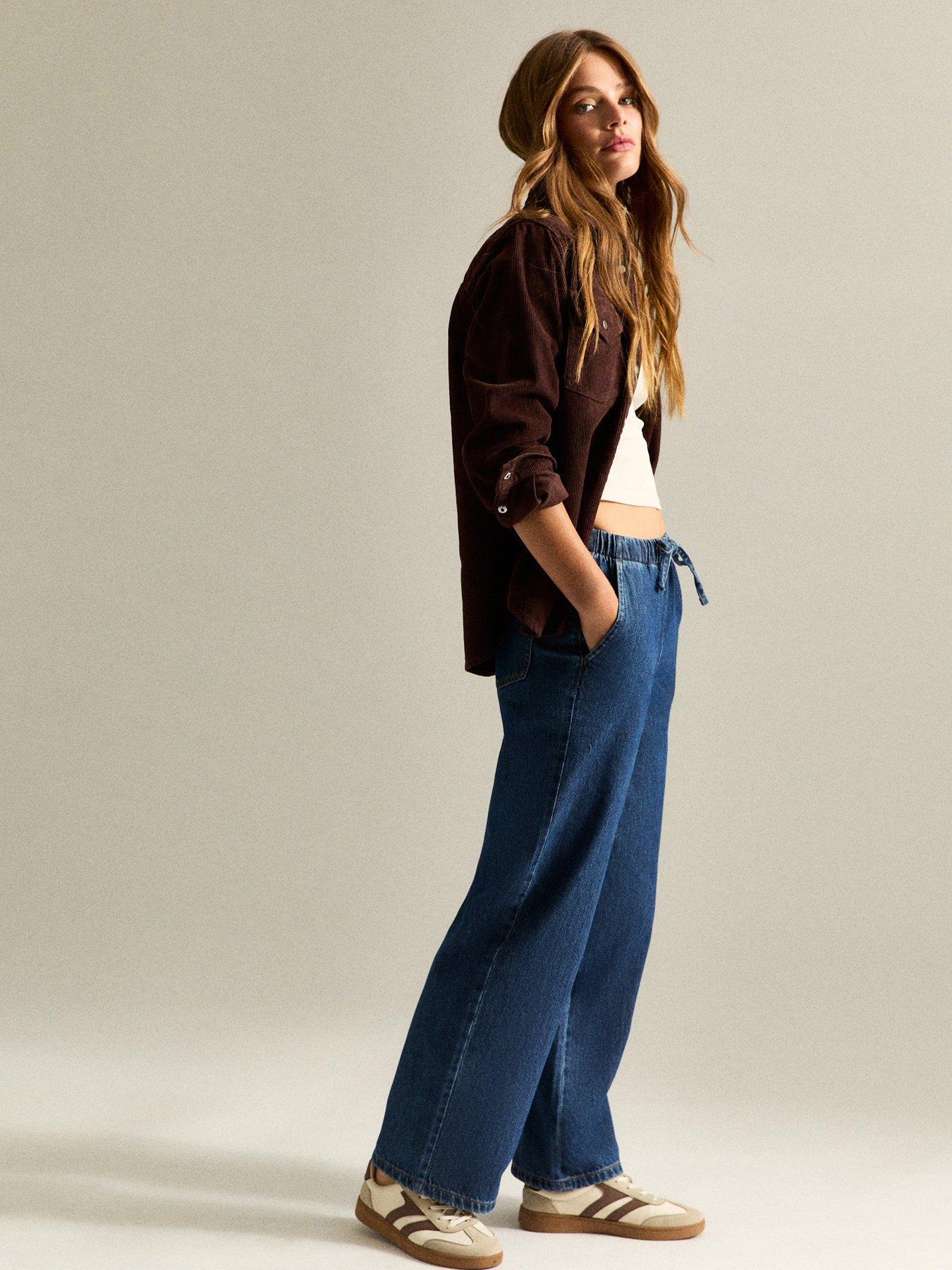 new-look-blue-denim-wide-leg-drawstring-waist-jeansoutfit