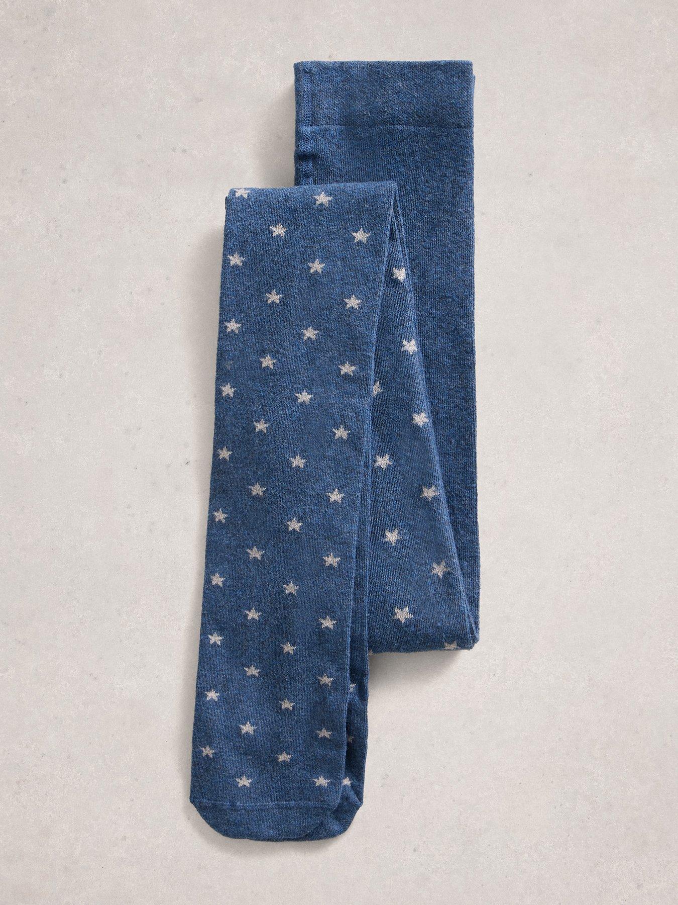 Image 1 of 2 of White Stuff Star Cotton Tights - Blue