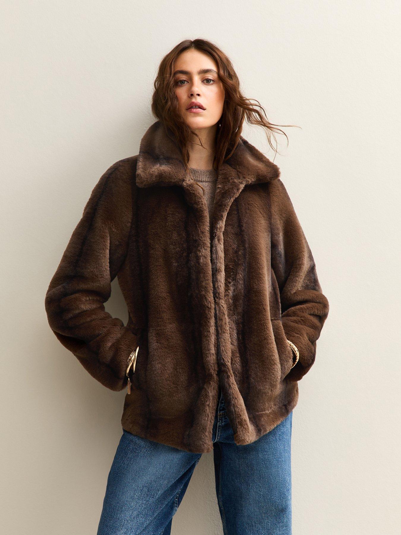 new-look-brown-faux-fur-collared-jacket