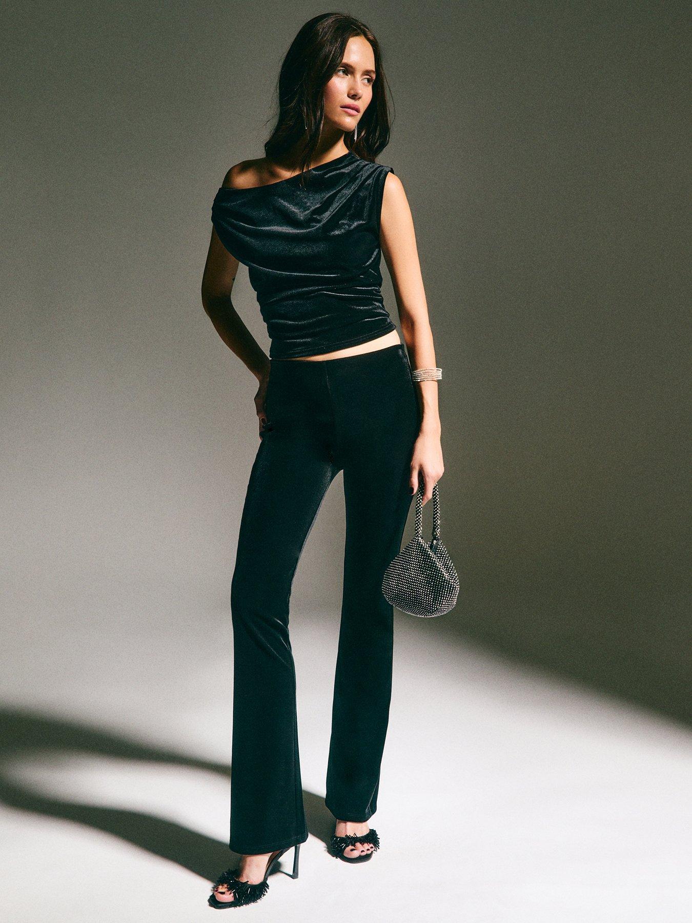 new-look-black-velvet-off-the-shoulder-ruched-topback