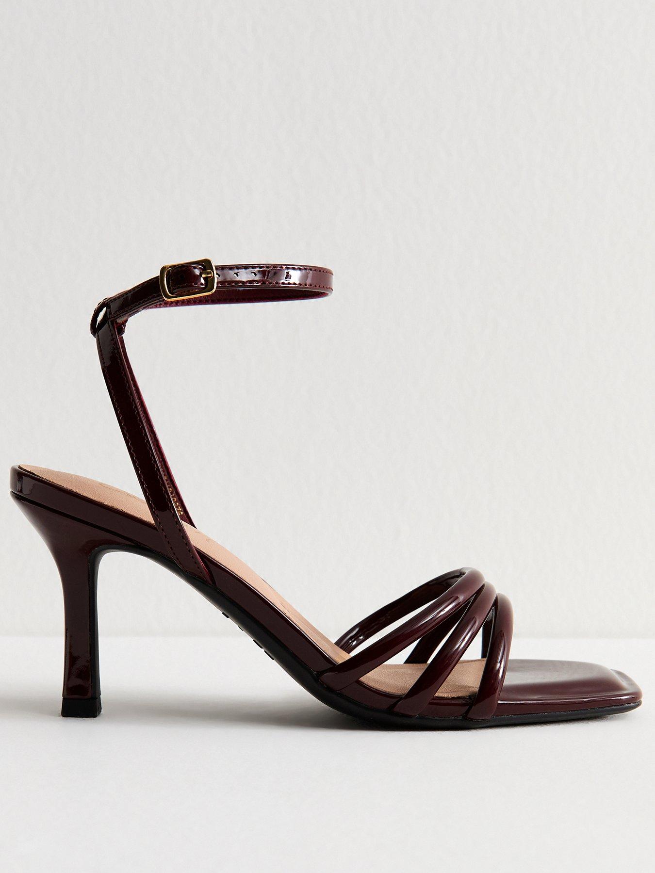 New Look Dark Burgundy Strappy Stiletto Heel Sandals