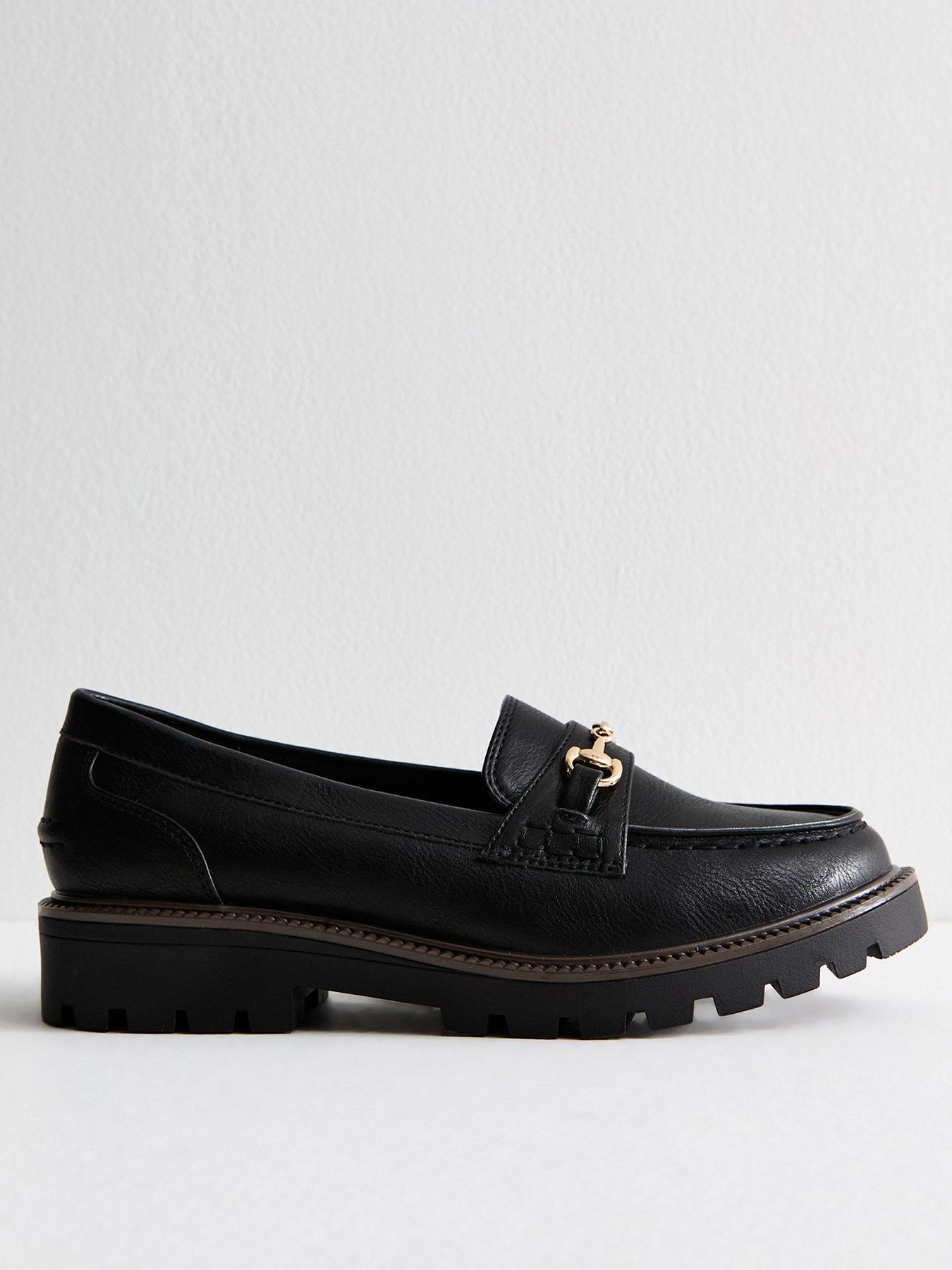 new-look-black-faux-leather-buckle-detail-loafers