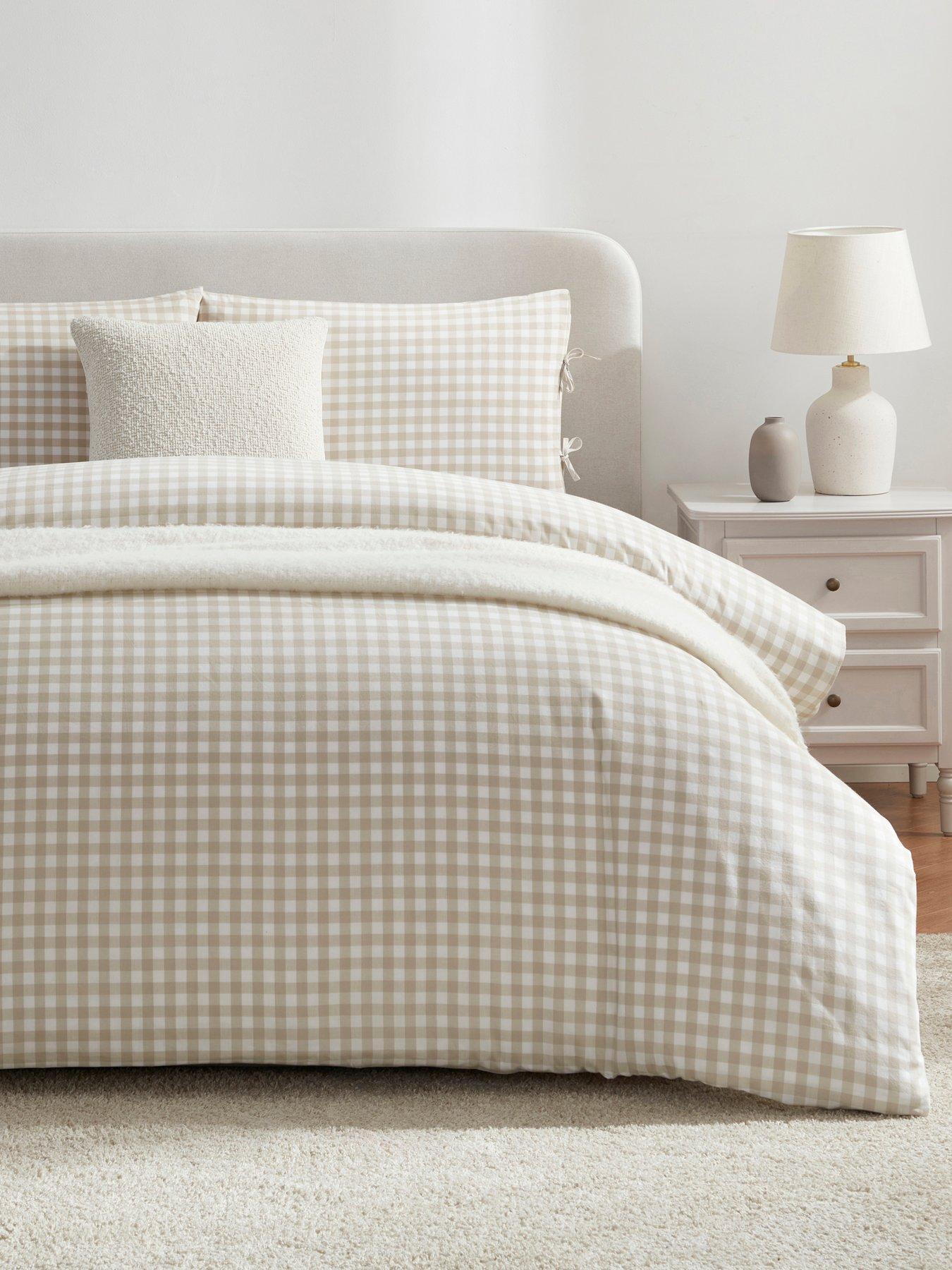 Dusk Gabriella Printed Gingham Duvet Set- Natural