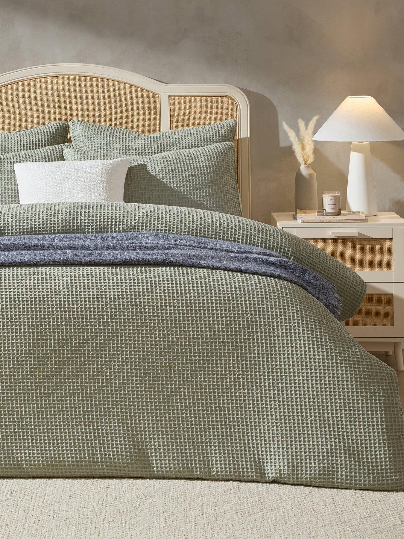 Dusk Portofino Waffle Duvet Cover- Sage