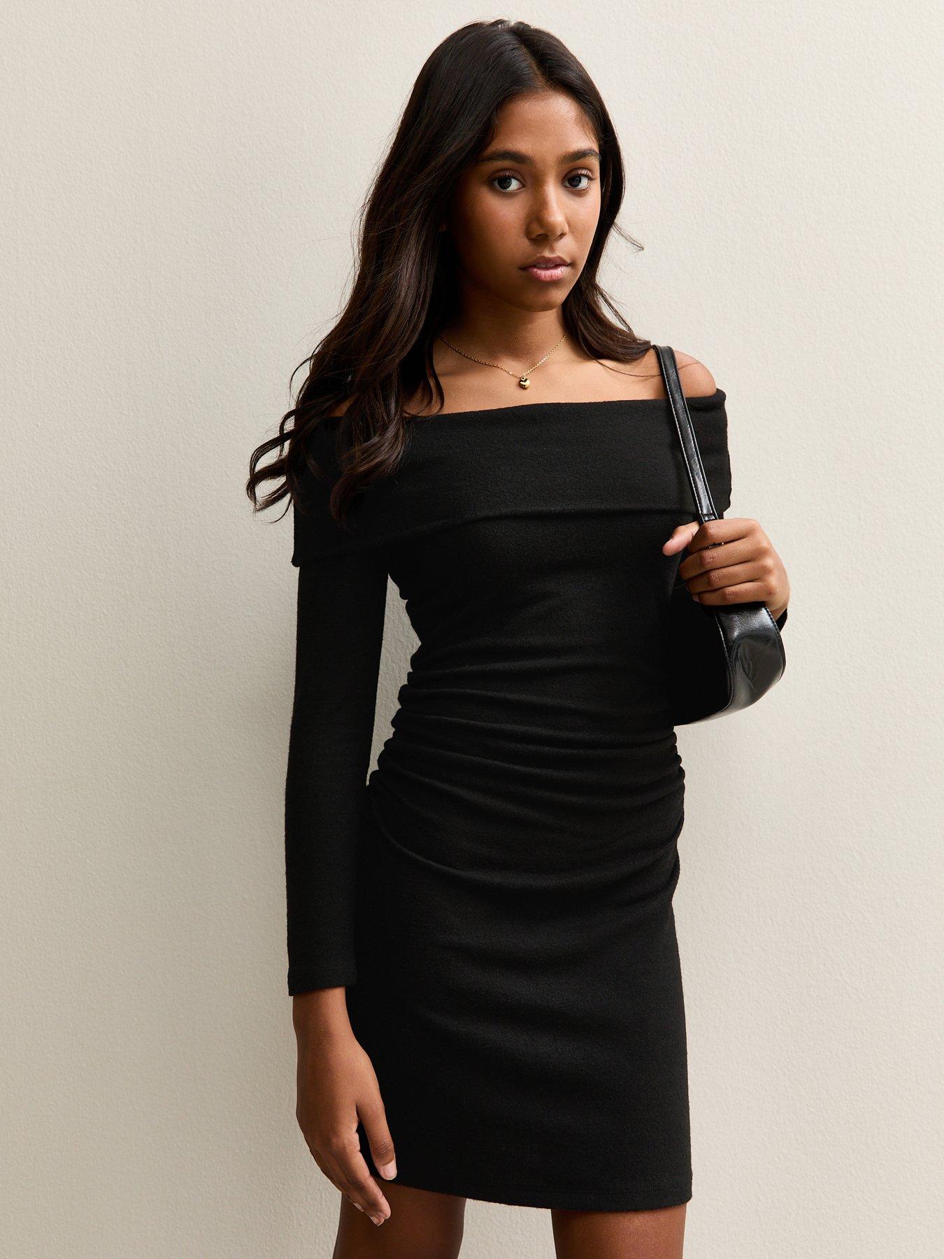 Mini Dress Girls Black Jersey Dress TQWQT Girls Black Dresses Summer Short  Sleeve Plain Dress Size