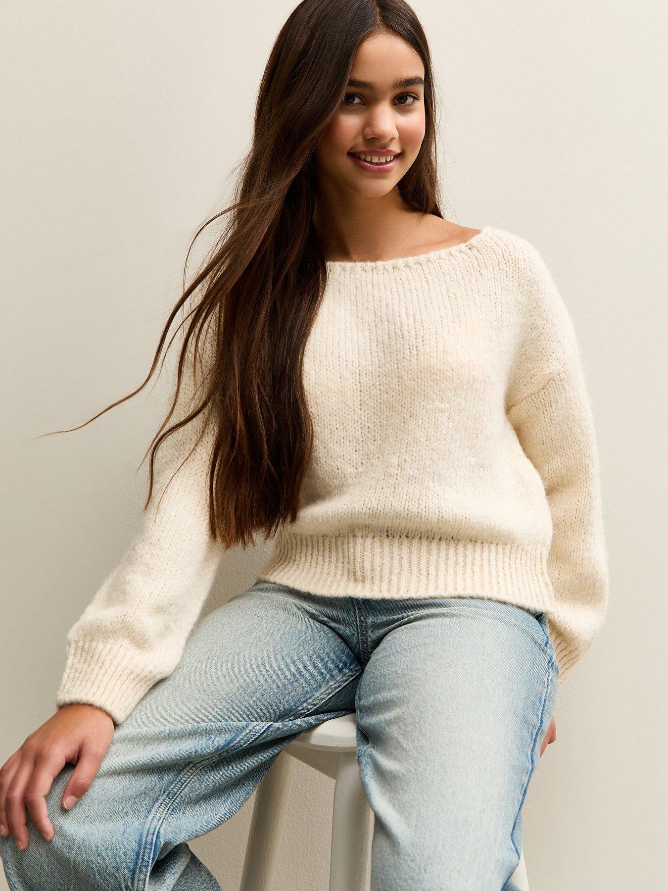 New Look 915 Girls Slash Neck Jumper - Cream
