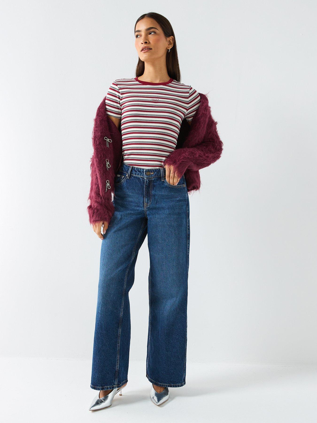 guess-jeans-stripe-logo-slim-t-shirt--redback