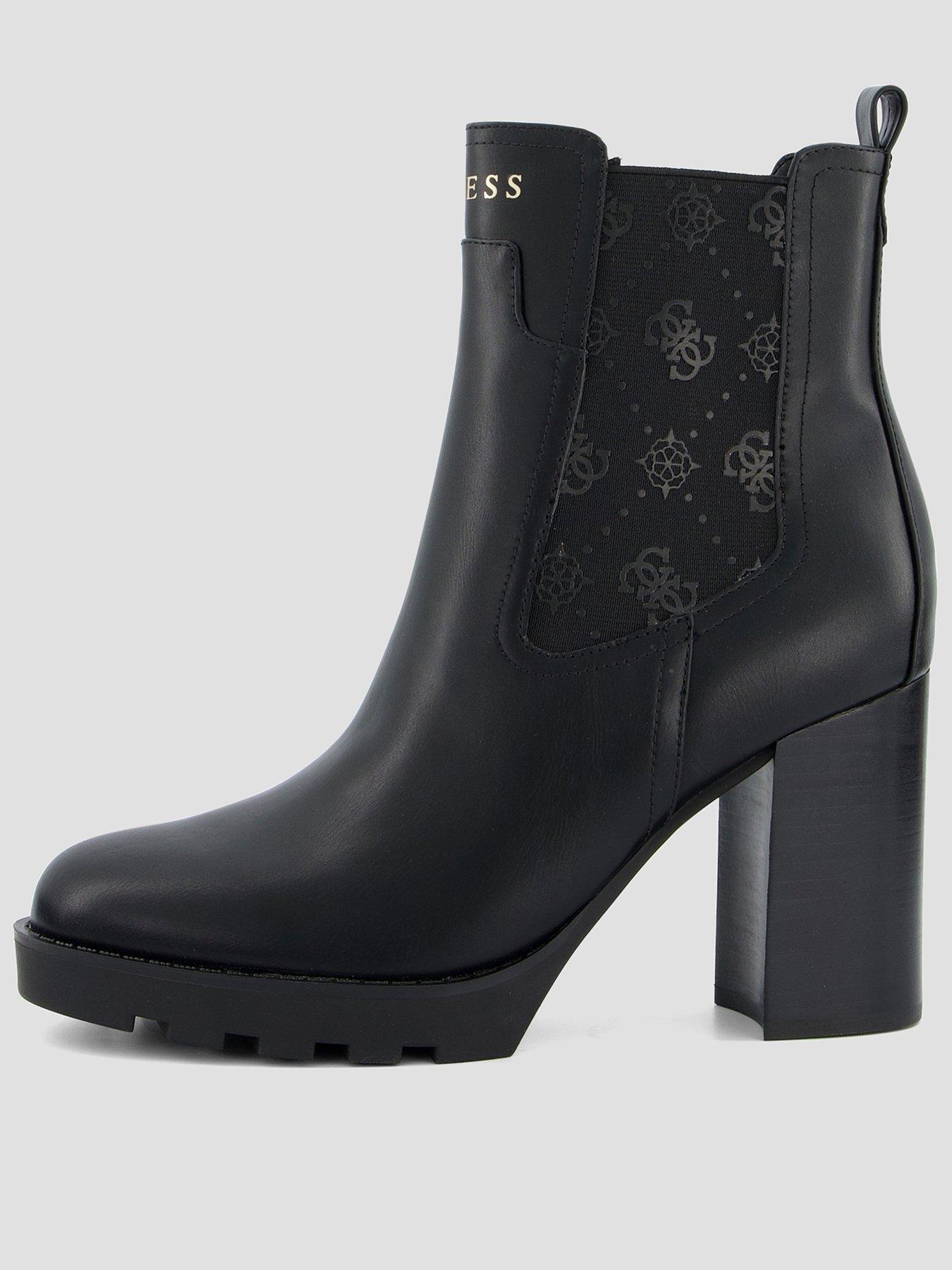 Guess Nealle 4G Logo Chunky Heel Boot - Black