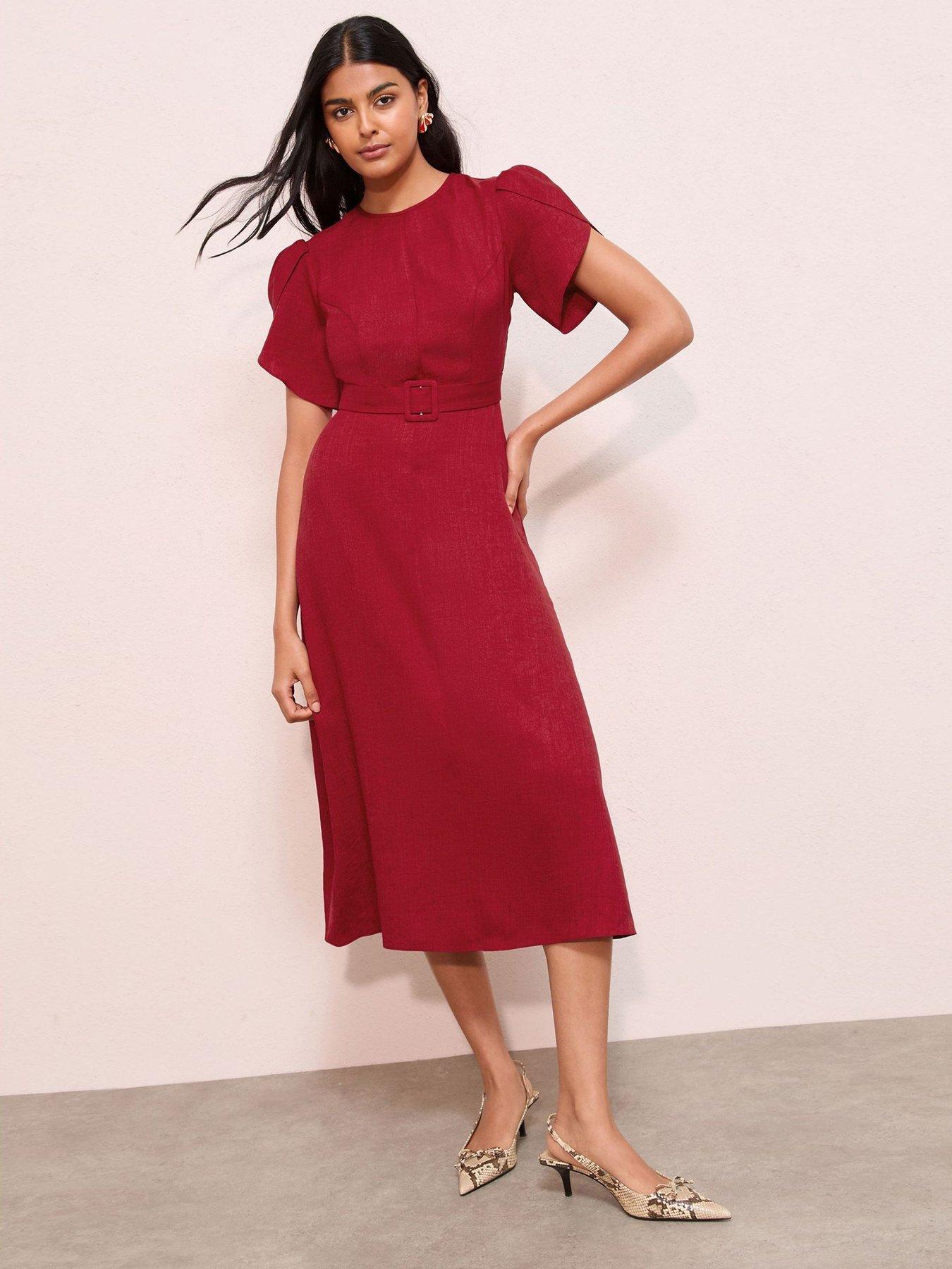 strapless open back dress Tally Red Knee Length Dress  Finery London