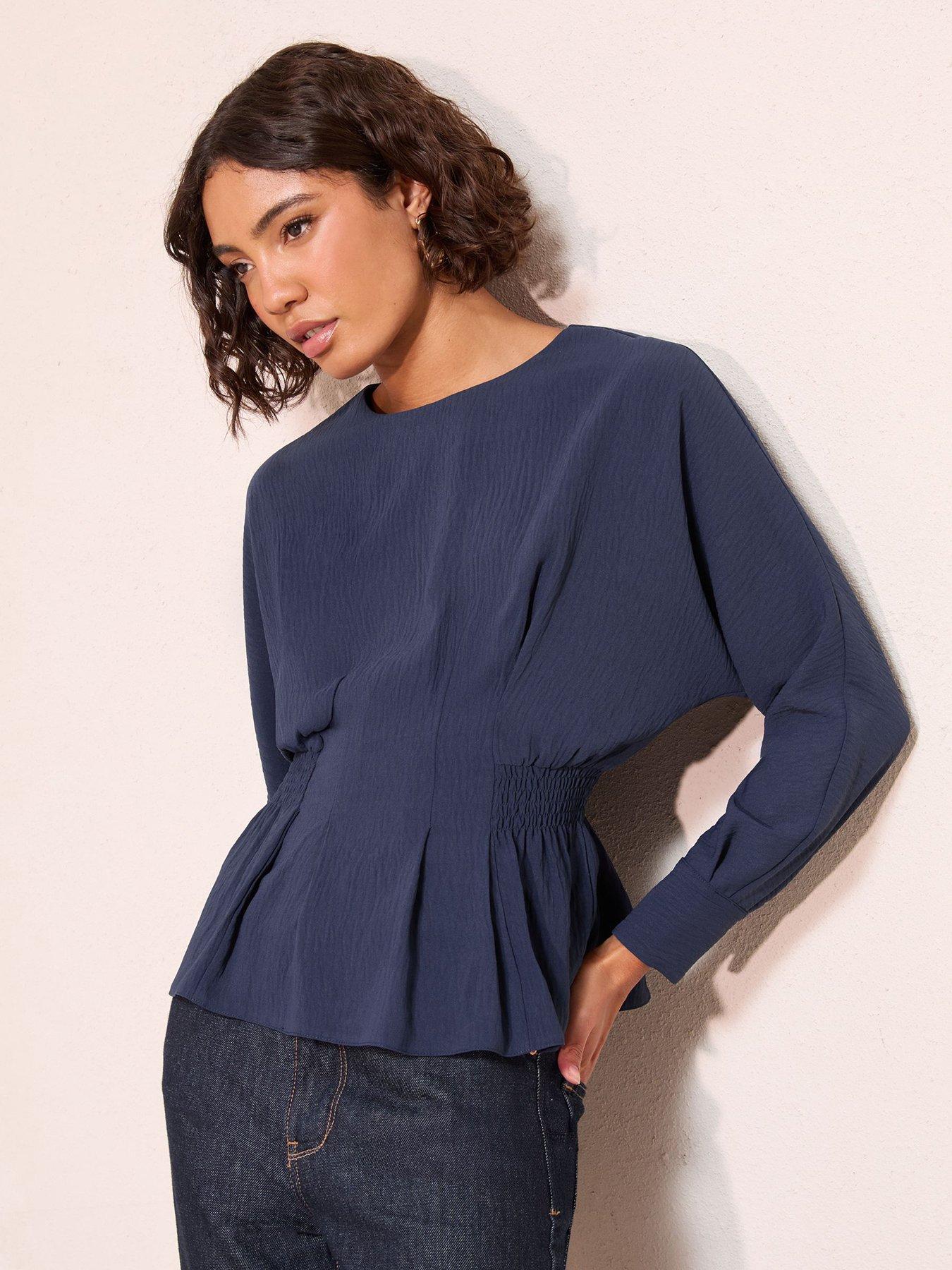 friends-like-these-shirred-batwing-blouse-blue