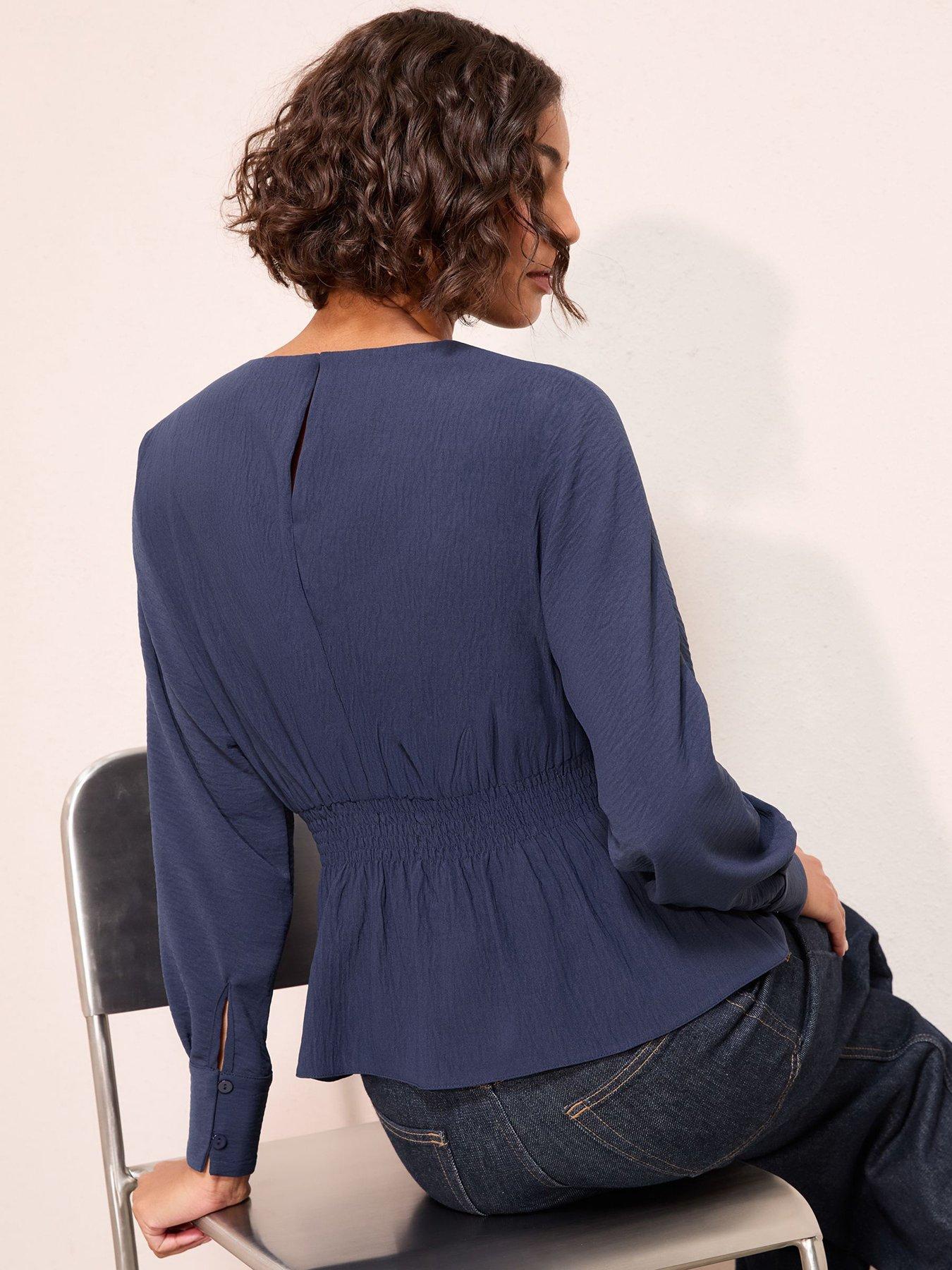Image 2 of 4 of Friends Like These Shirred Batwing Blouse - Blue