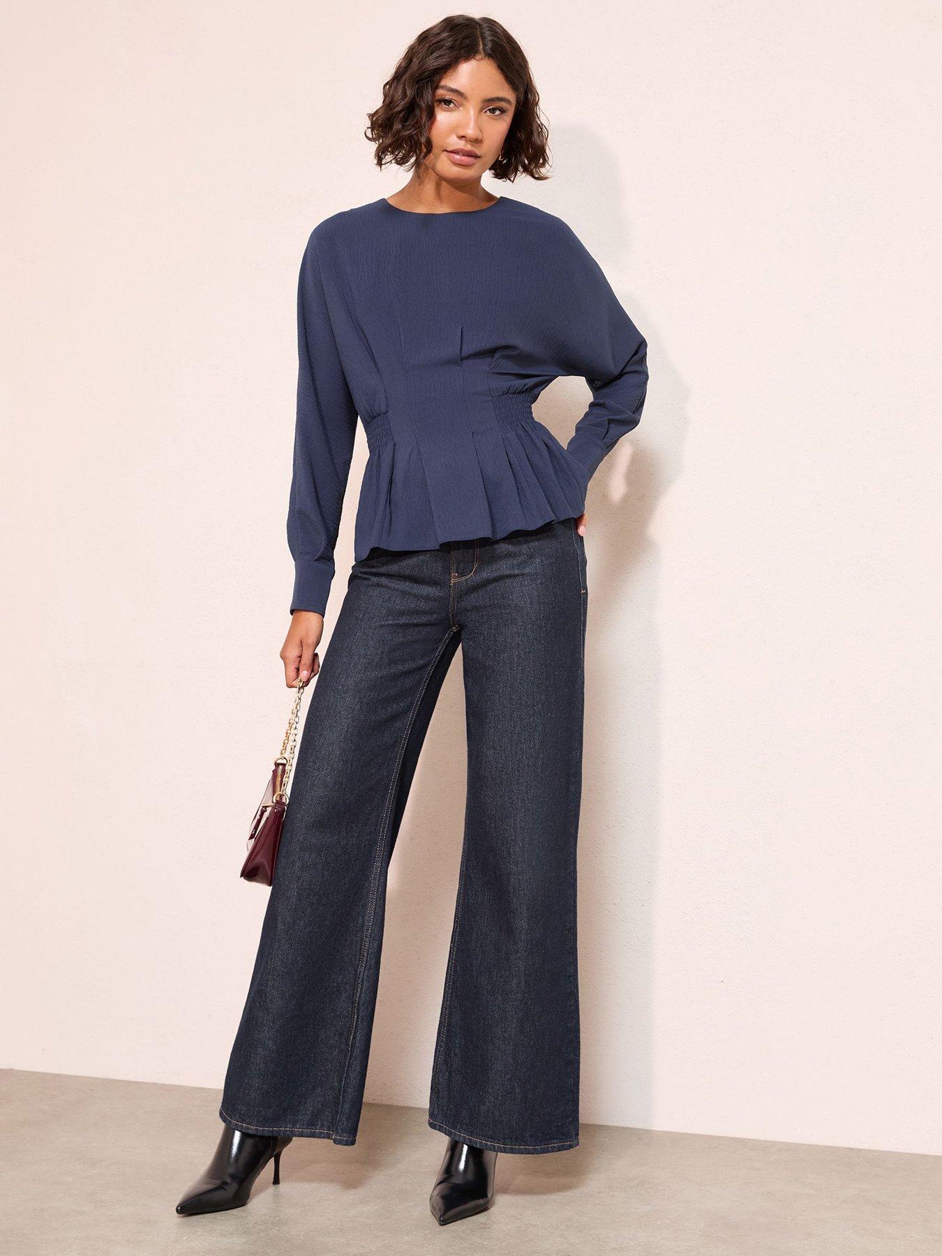 Image 3 of 4 of Friends Like These Shirred Batwing Blouse - Blue