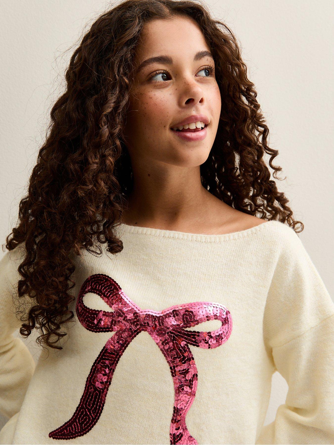 new-look-915-girls-sequin-bow-jumper-creamoutfit