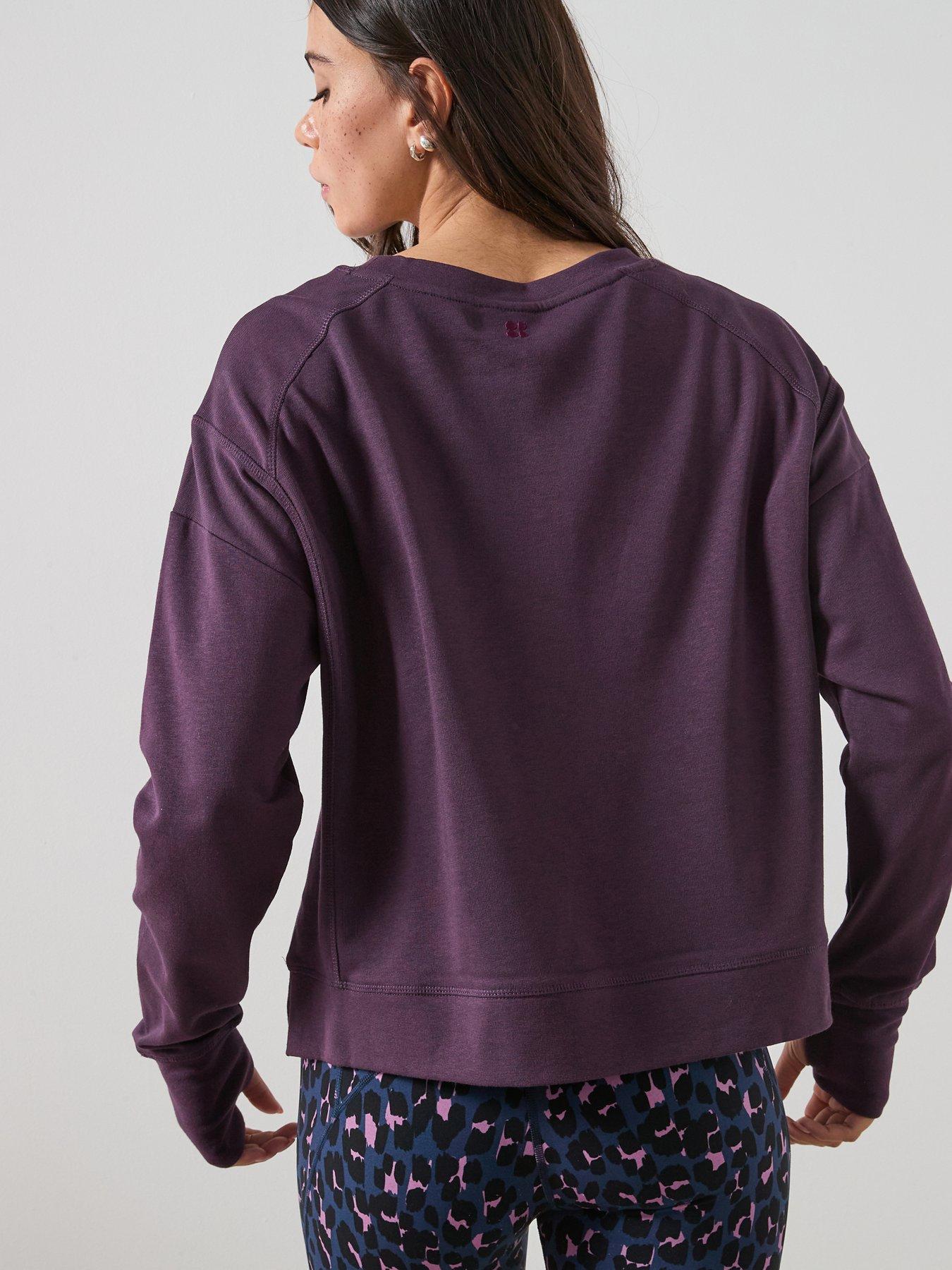 Image 2 of 4 of Sweaty Betty Womens Training After Class Crop Sweatshirt - Purple