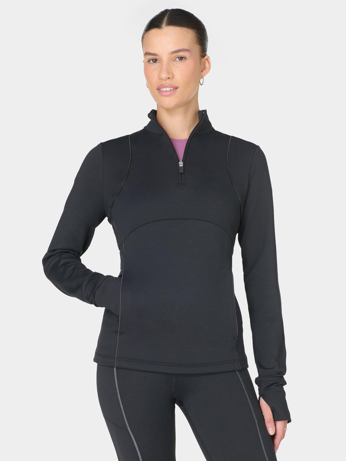 Image 1 of 4 of Sweaty Betty Womens Training Therma Half Zip Midlayer - Black