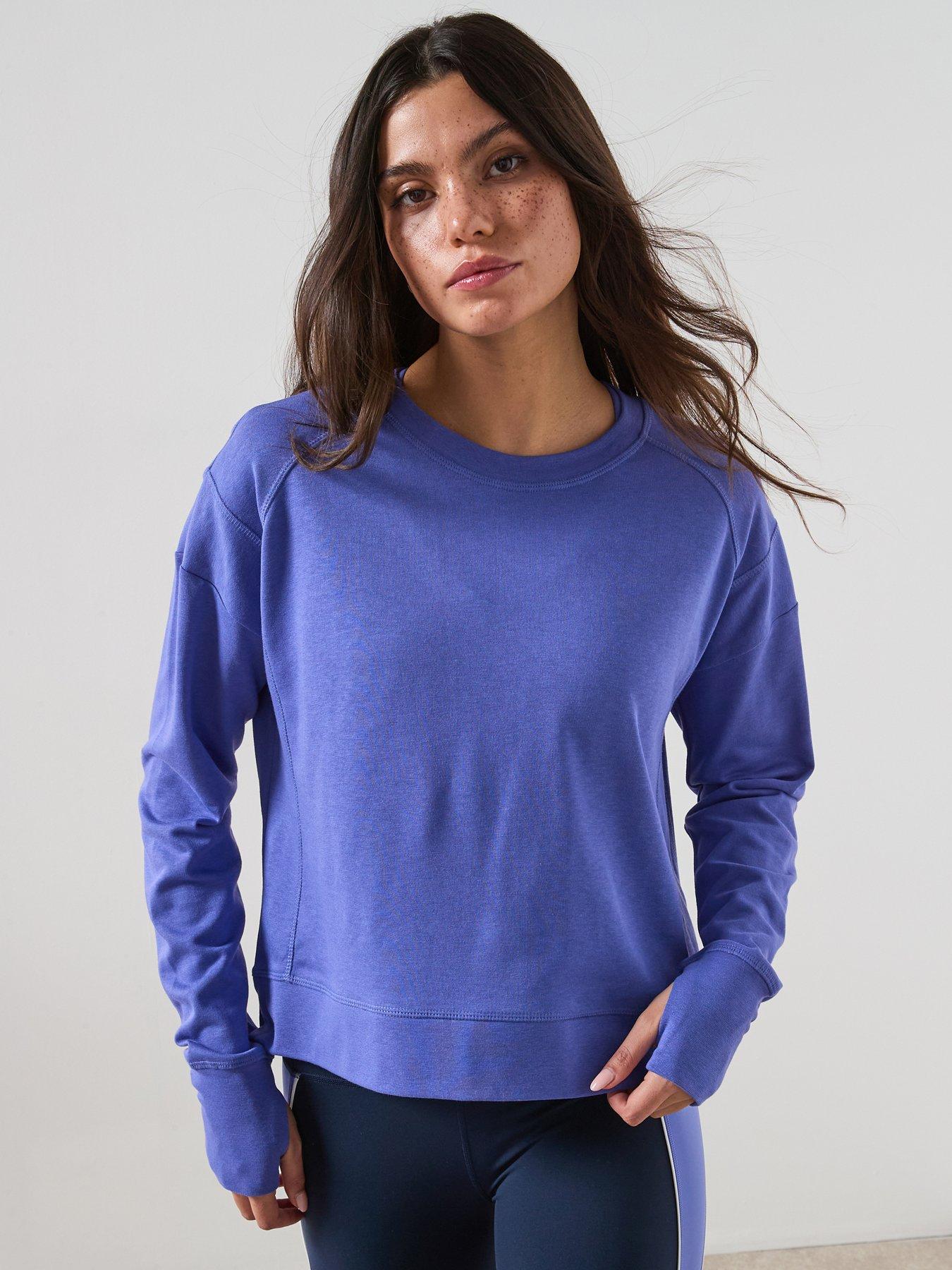 Image 1 of 4 of Sweaty Betty Womens Training After Class Crop Sweatshirt - Blue