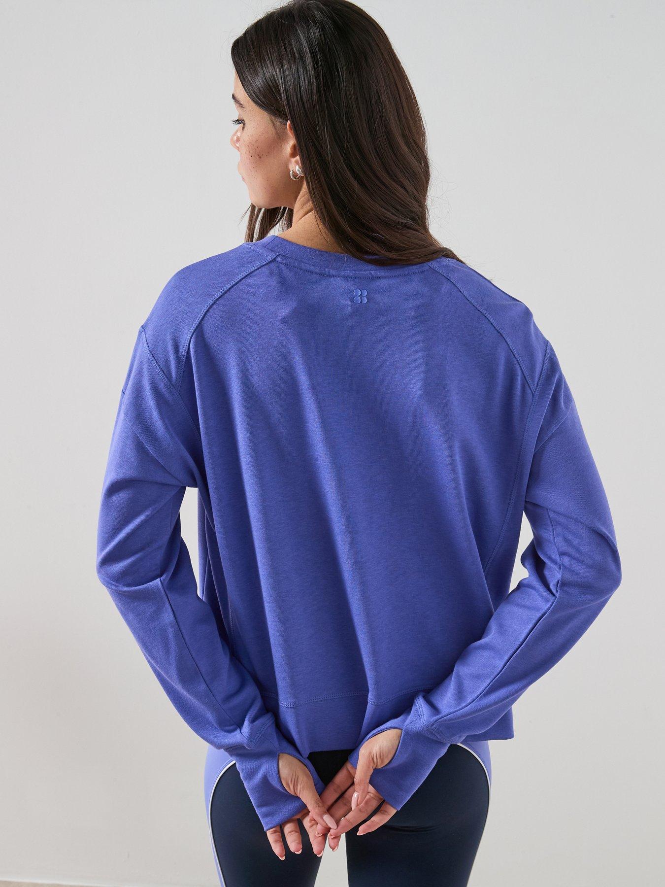 Image 2 of 4 of Sweaty Betty Womens Training After Class Crop Sweatshirt - Blue