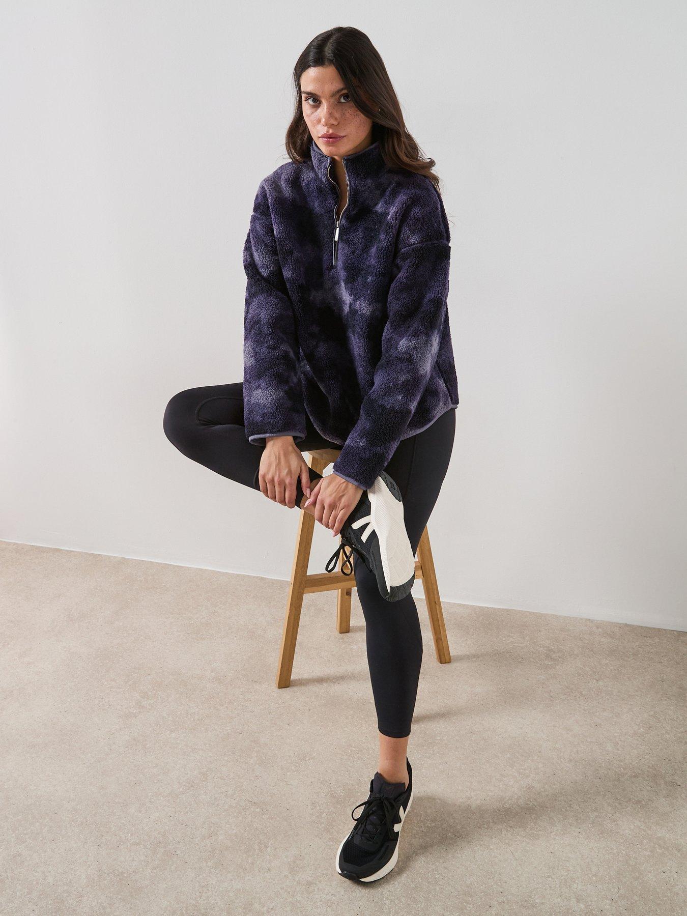 Image 3 of 5 of Sweaty Betty Womens Training New Plush Half Zip Camo Top - Grey