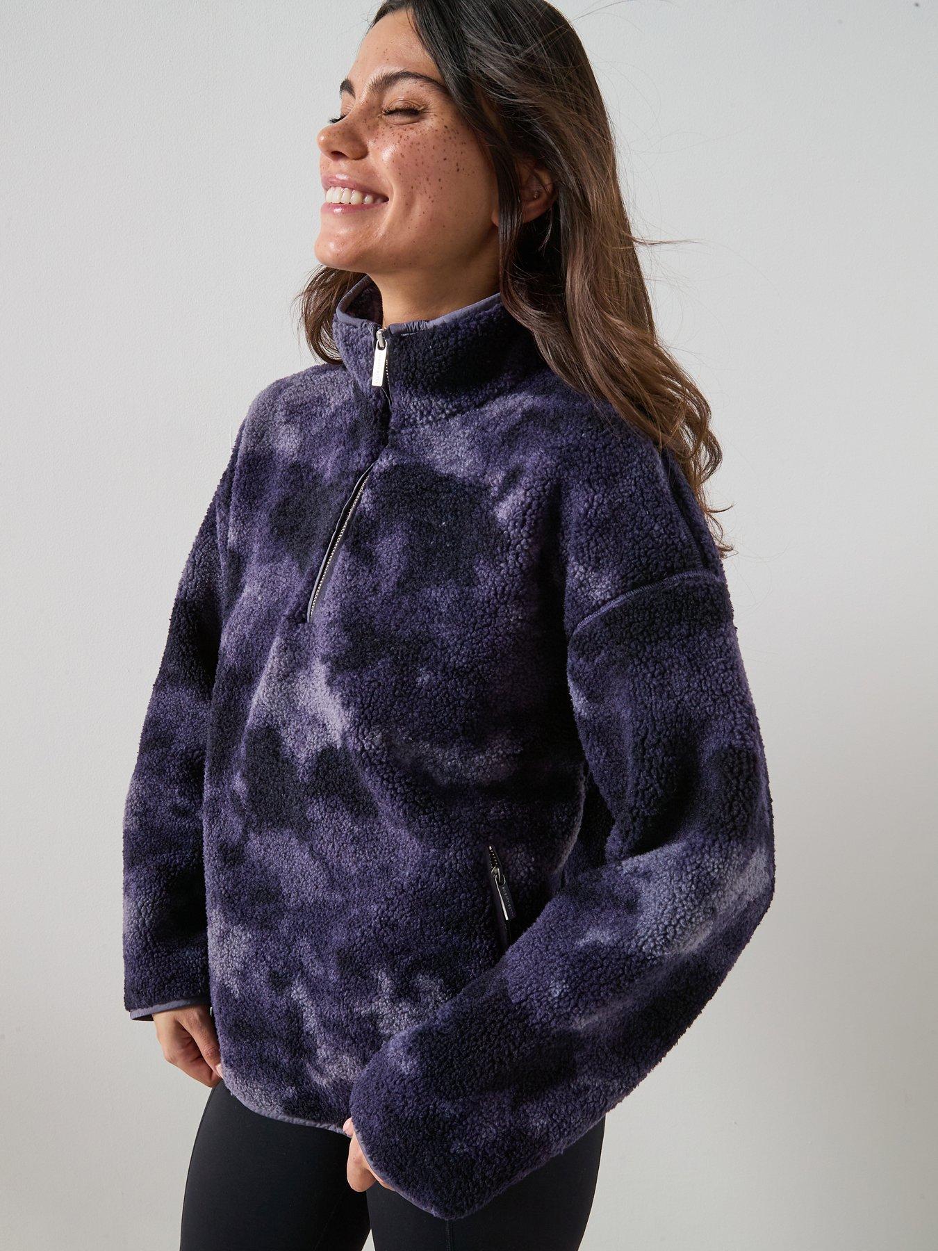 Image 5 of 5 of Sweaty Betty Womens Training New Plush Half Zip Camo Top - Grey