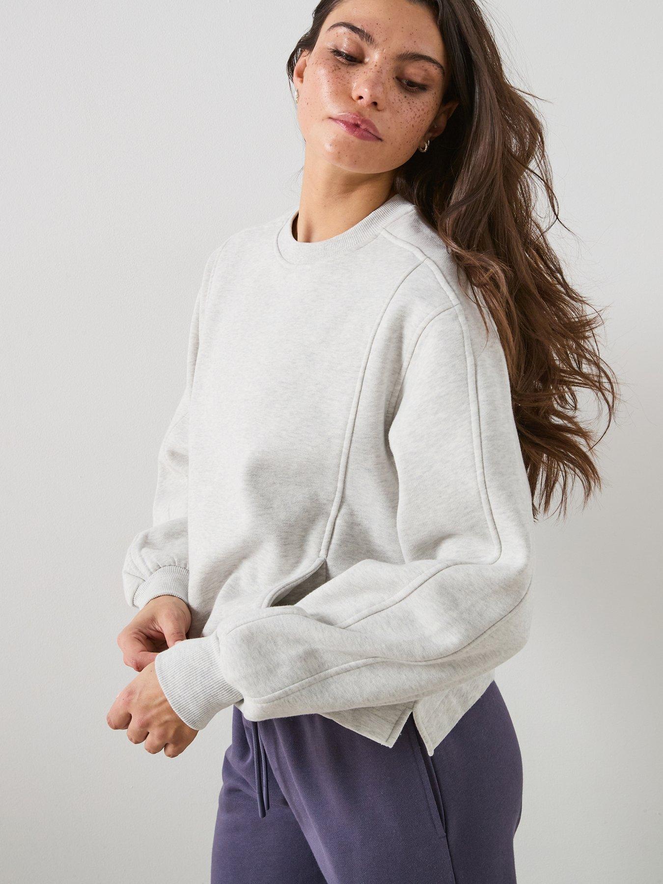 Image 1 of 4 of Sweaty Betty Womens Training Premium Brushed Crew Neck Sweatshirt - Grey