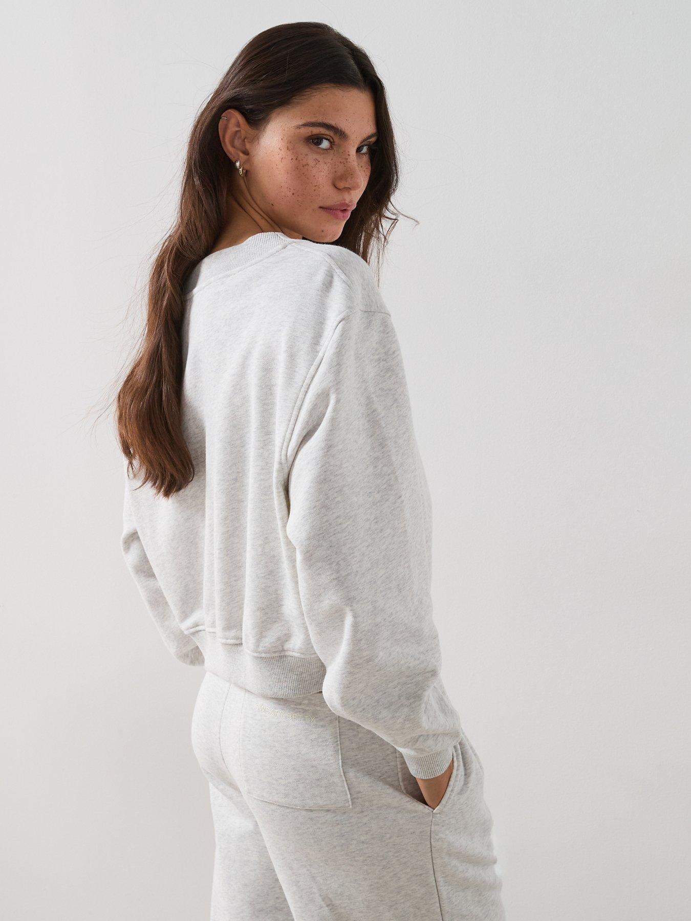 Image 2 of 5 of Sweaty Betty Womens Training Revive Crop V-Neck &nbsp;Sweatshirt- Grey